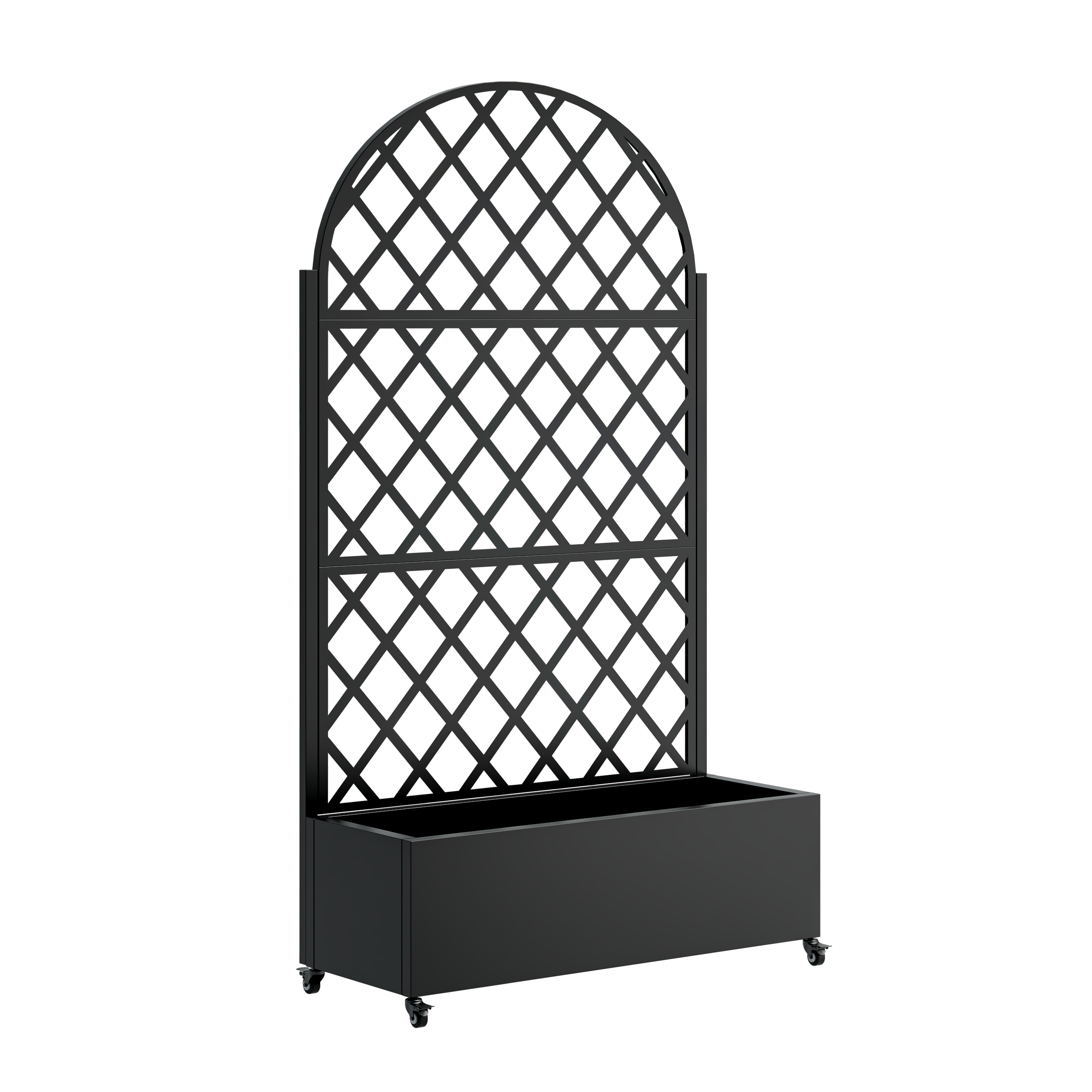 Round Metal Planter Box with Trellis