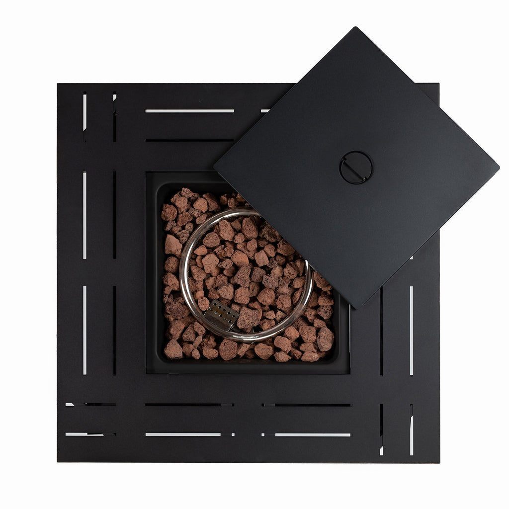 28" Propane Gas Fire Pit Table, 50000 BTU Square Steel Fire Pit