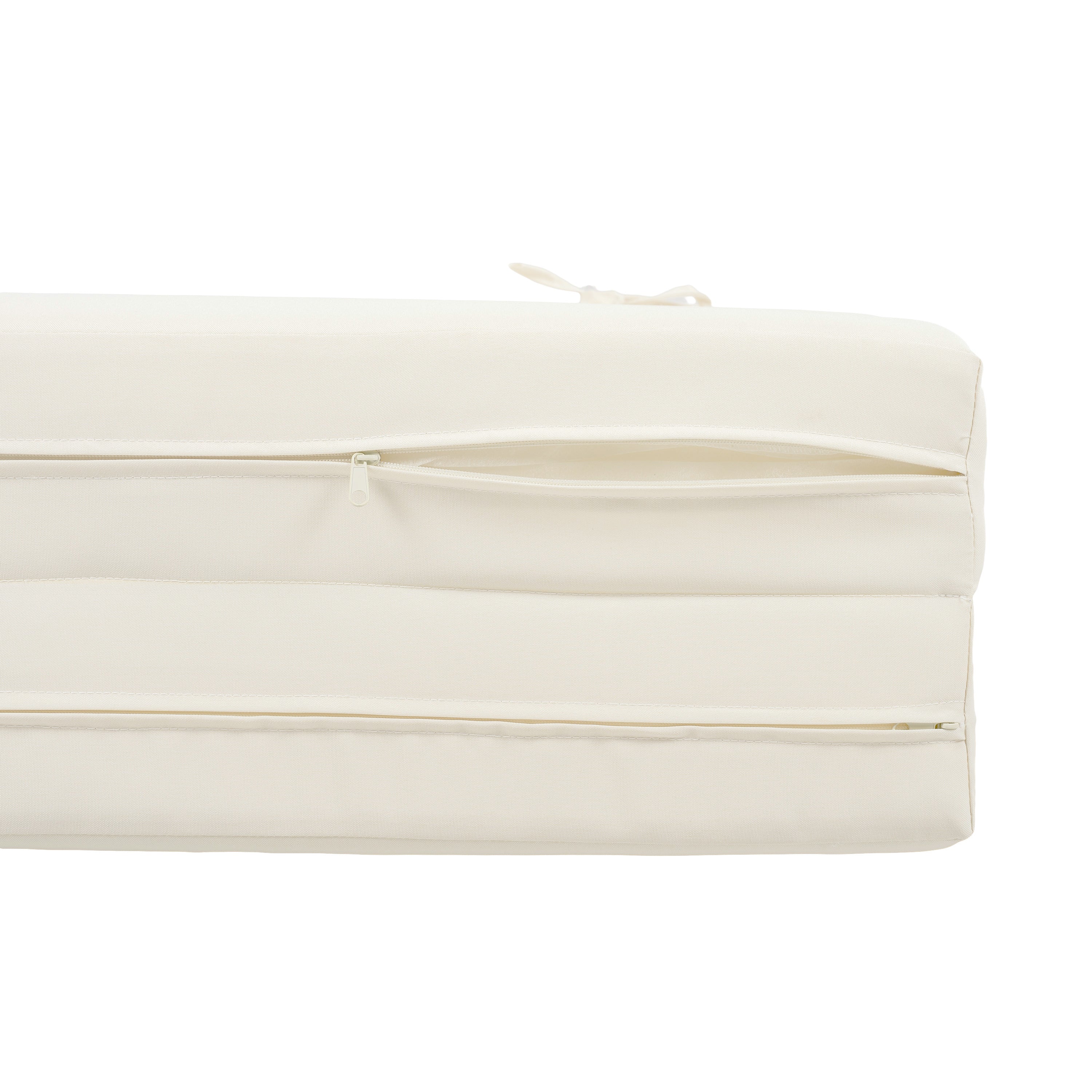 Outdoor Reclining Chair Cushion with Headrest in Beige