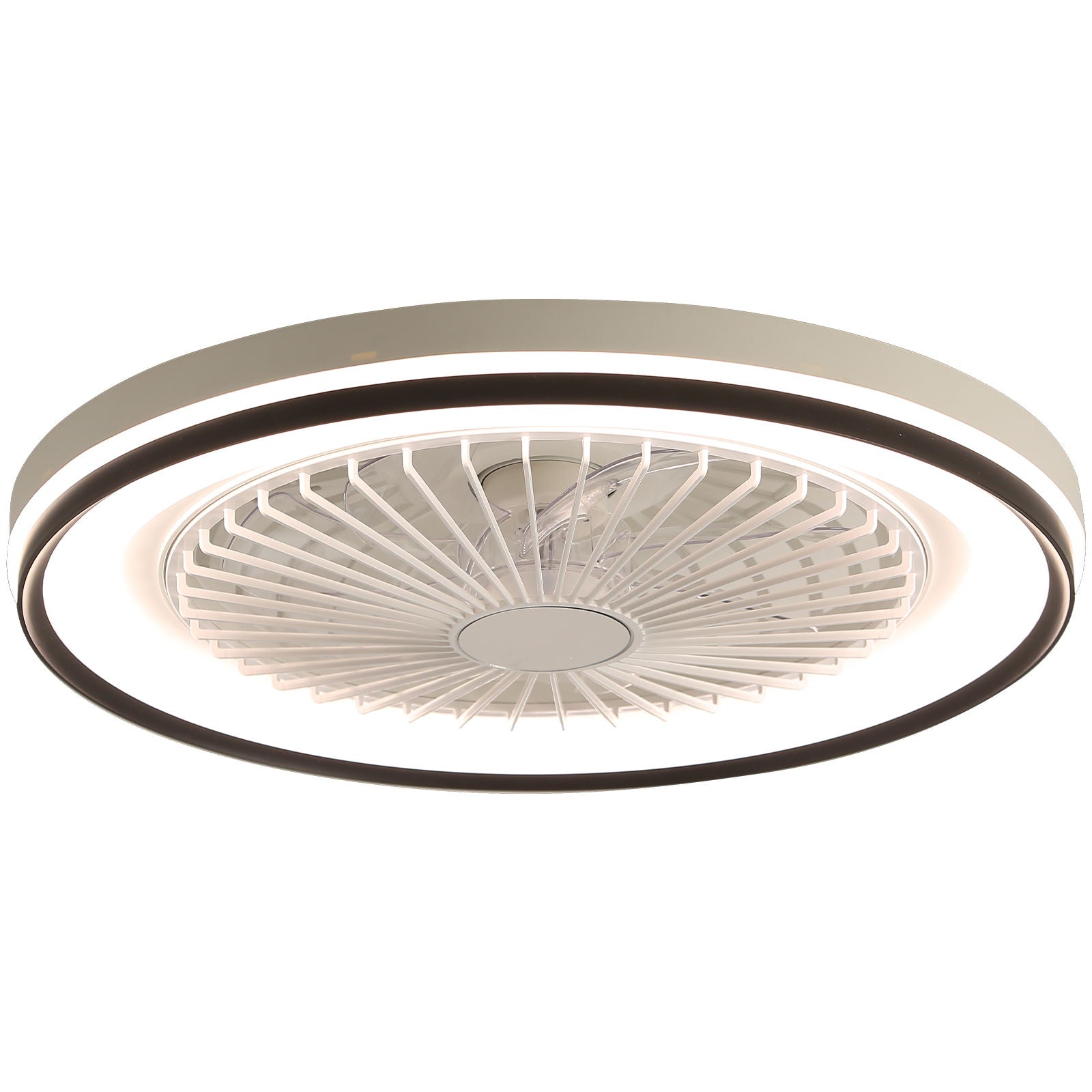 RGB Dimmable LED Enclosed Ceiling Fan with Light - White