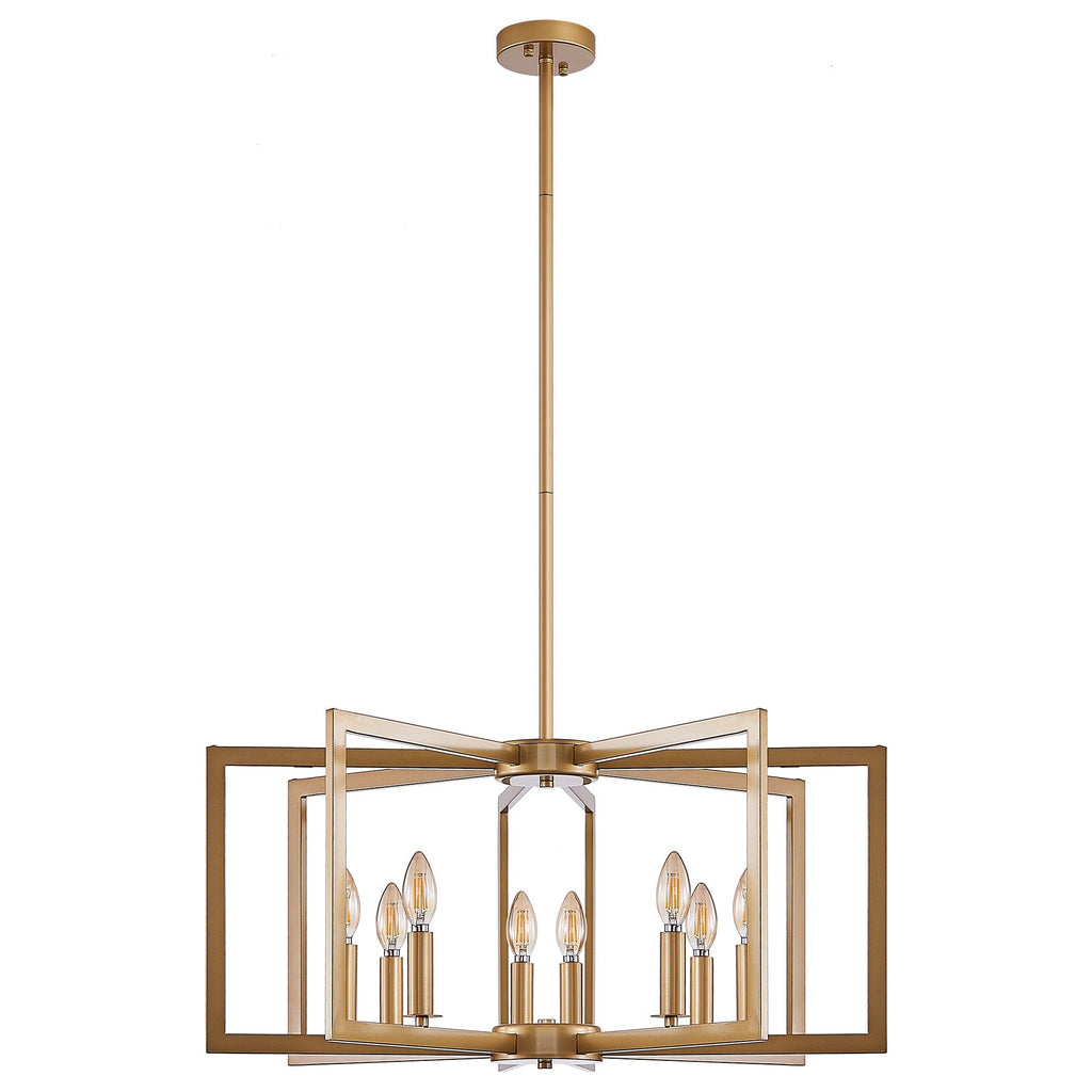 27' Modern Golden Geometric 8-Light Chandelier