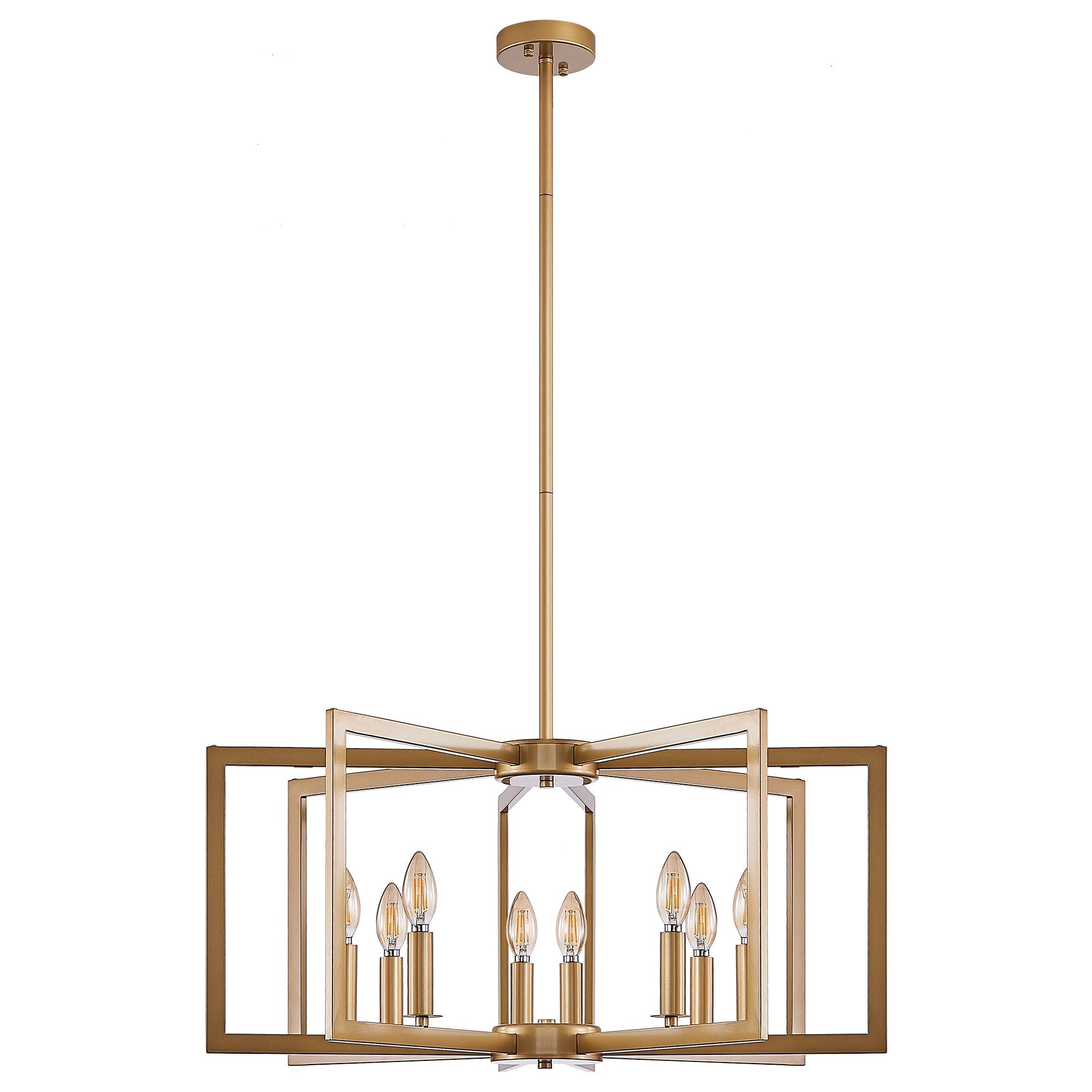 27' Modern Golden Geometric 8-Light Chandelier