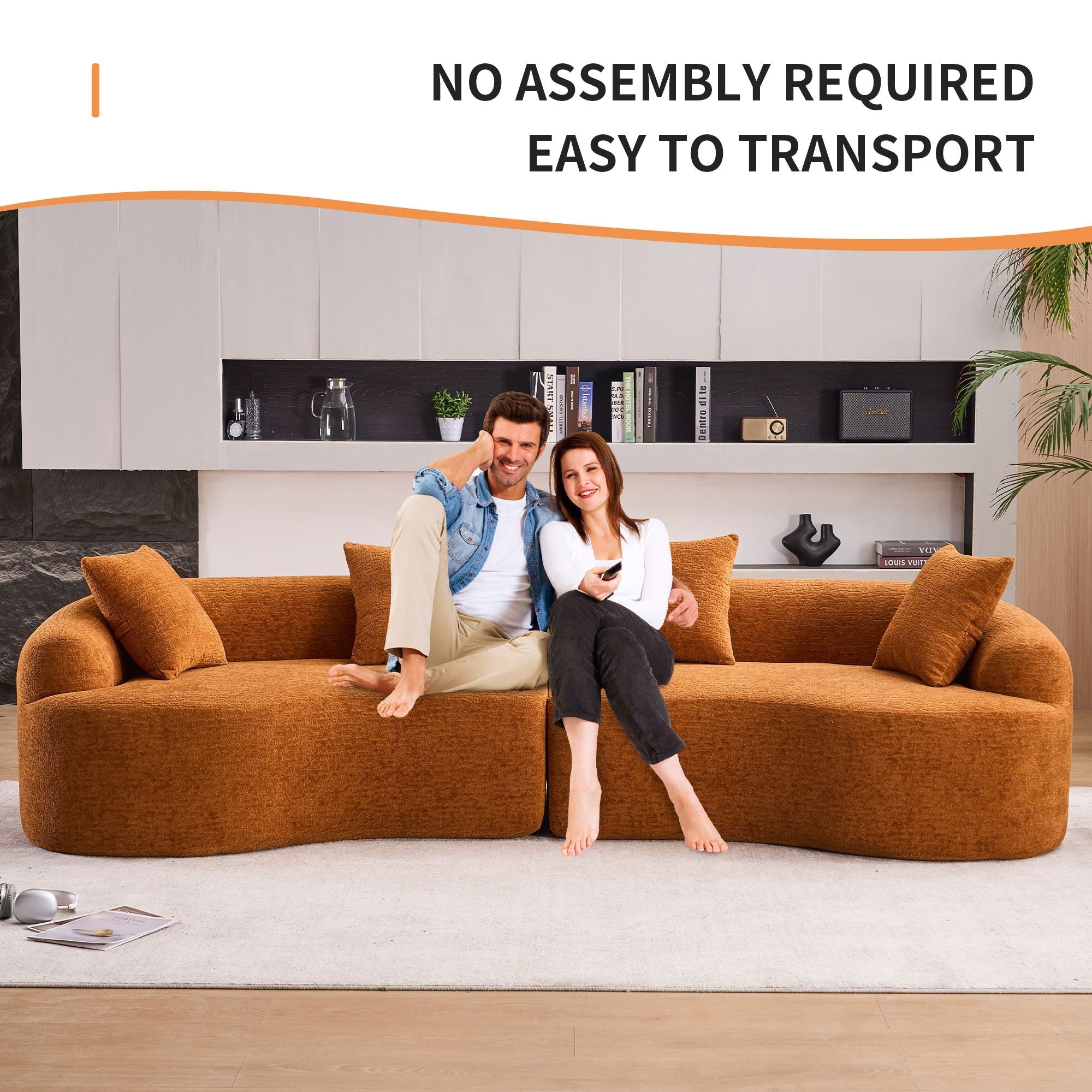 4 Seater Sofa With Fabric, 30D, 60 Hardness Full Sponge, 4 Pillow For Living Room, Home Furniture Sleeper Sectional Sofa For Apartment