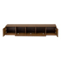 TV Stand for TVs, Entertainment Center with Cable Management and Soft Closing Hinges - Walnut