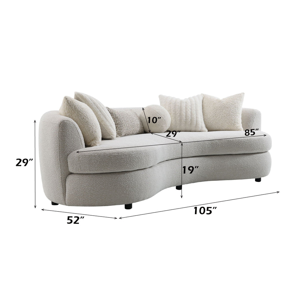 Iniko Boucle Sofa With Toss Pillows - Beige