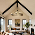 53.15 Inch Matte Black Wagon Wheel Chandelier with 30 Lights