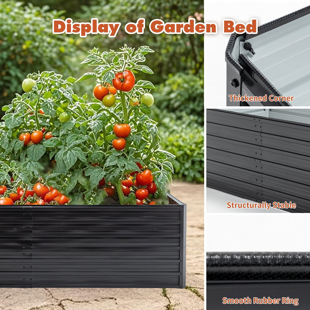 6x3x2 FT Metal Raised Garden Bed for Outdoor Gardening