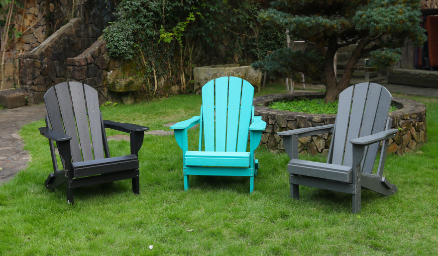 Adirondack Folding Chair with Dual Cup Holders - Lake Blue