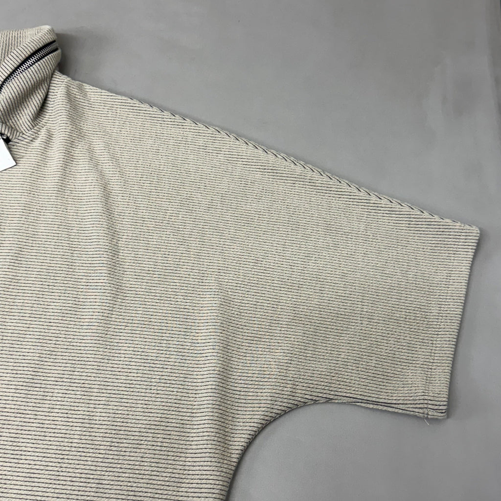 MULTIPLES Zippered Cowl Neck Top Petite Women's Sz PL Stone M44802TP