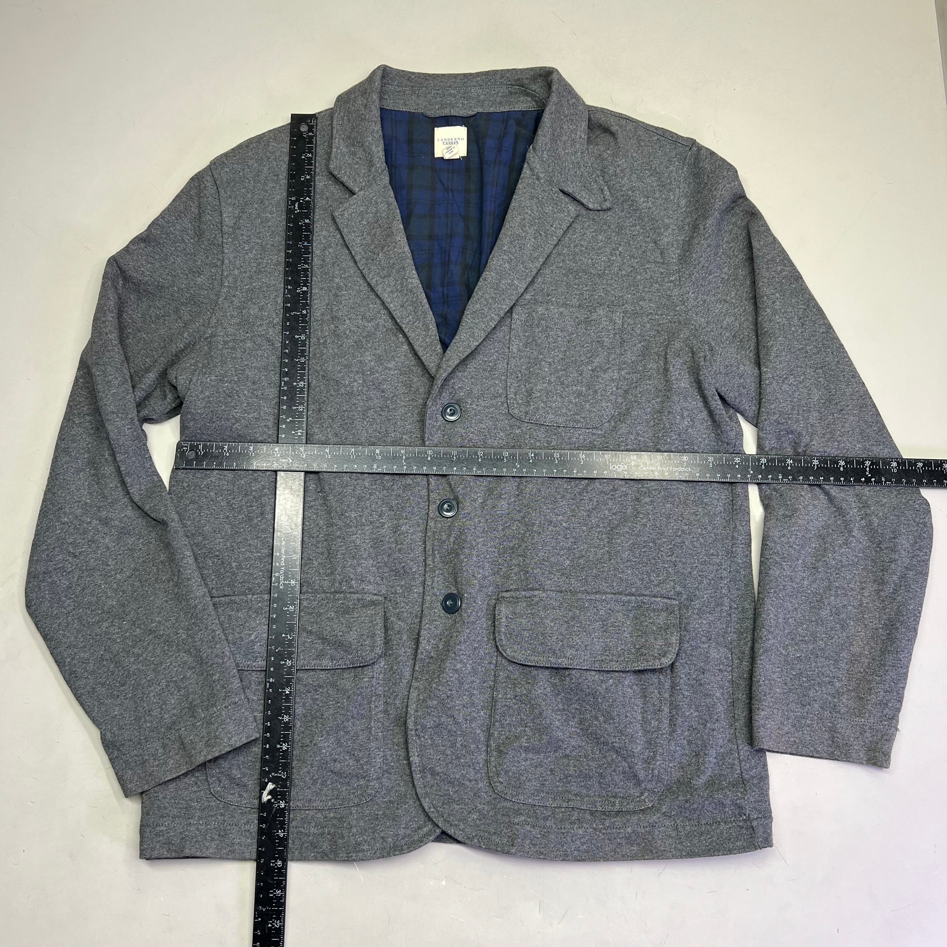 LANDS END CANVAS Jacket 100% Cotton Diamond Stitch Shoulder Men's Sz XL Grey