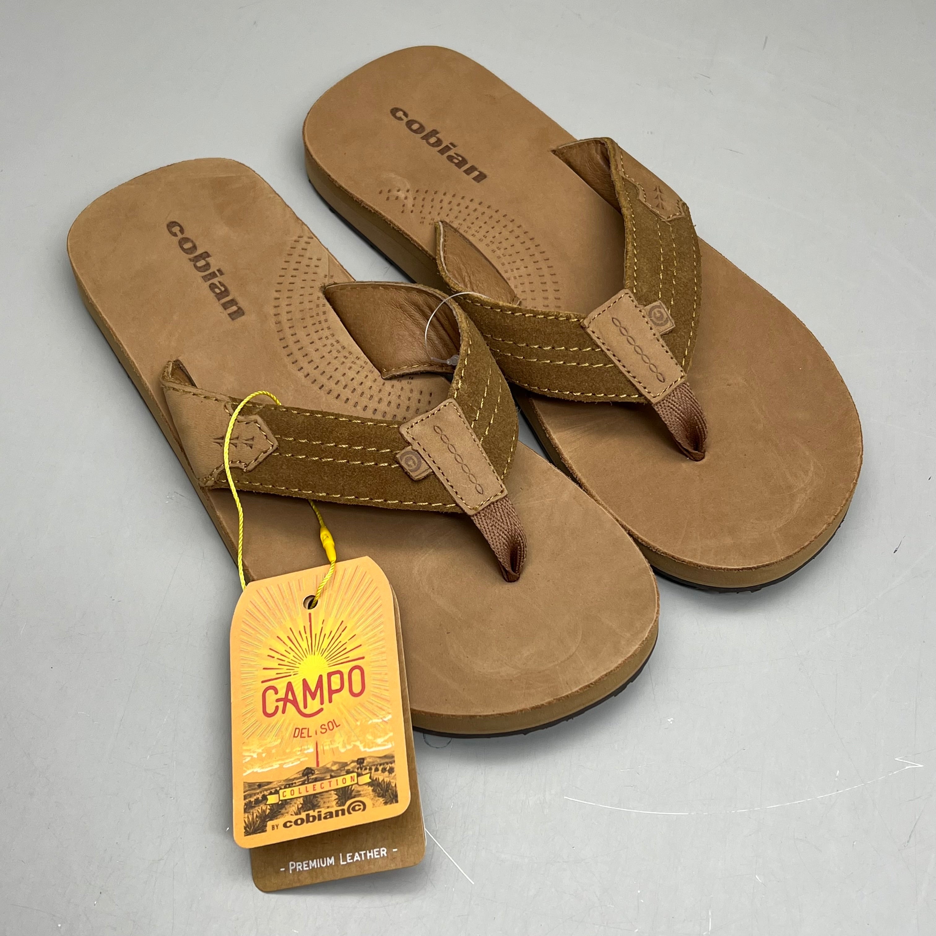 COBIAN Lazo Premium Leather Sandals Men's Sz 12 EU 45 Tan LZO-24-230-12