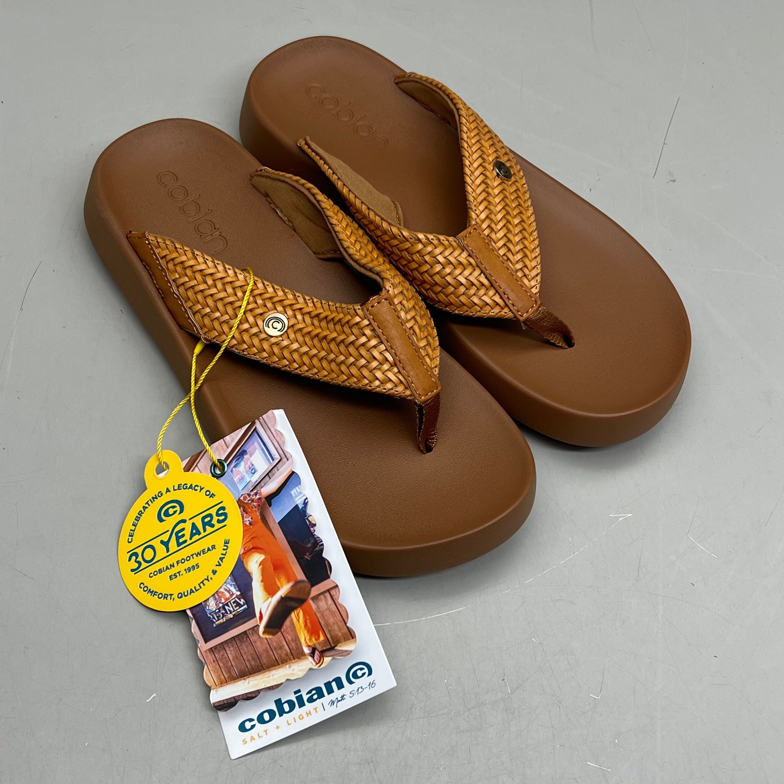 COBIAN Palmilla Braided Synthetic Leather Strap Sandals Women's Sz 9 EU 39.5 Tan PAL25-230-9