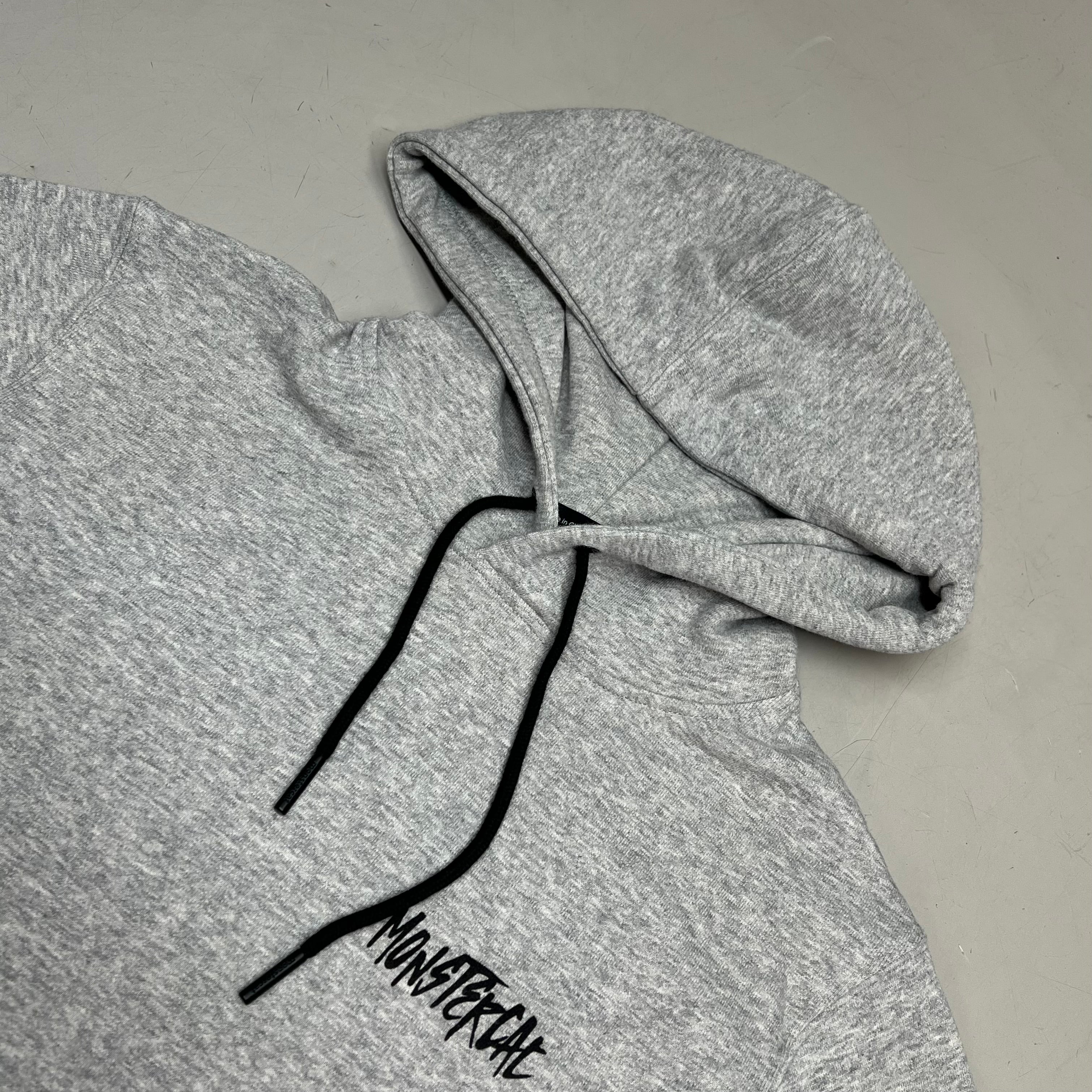 MONSTERCAT Records Hooded Pullover Sweatshirt  Men's Sz XS Heather Grey / Black