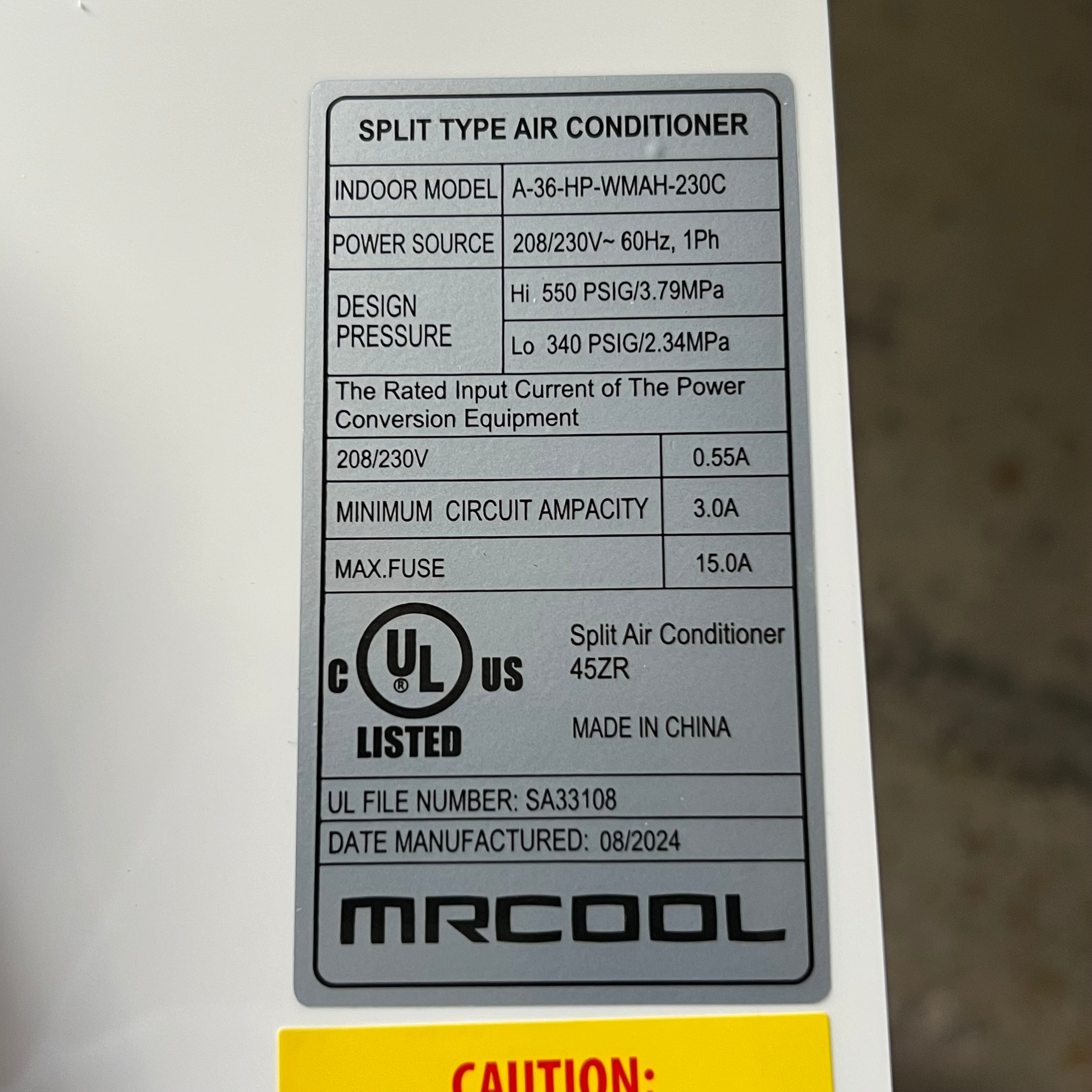 MRCOOL Heat Pump Air Conditioner 36000 BTU White A36HPWMAH230C (New Other, Aesthetic Damage)