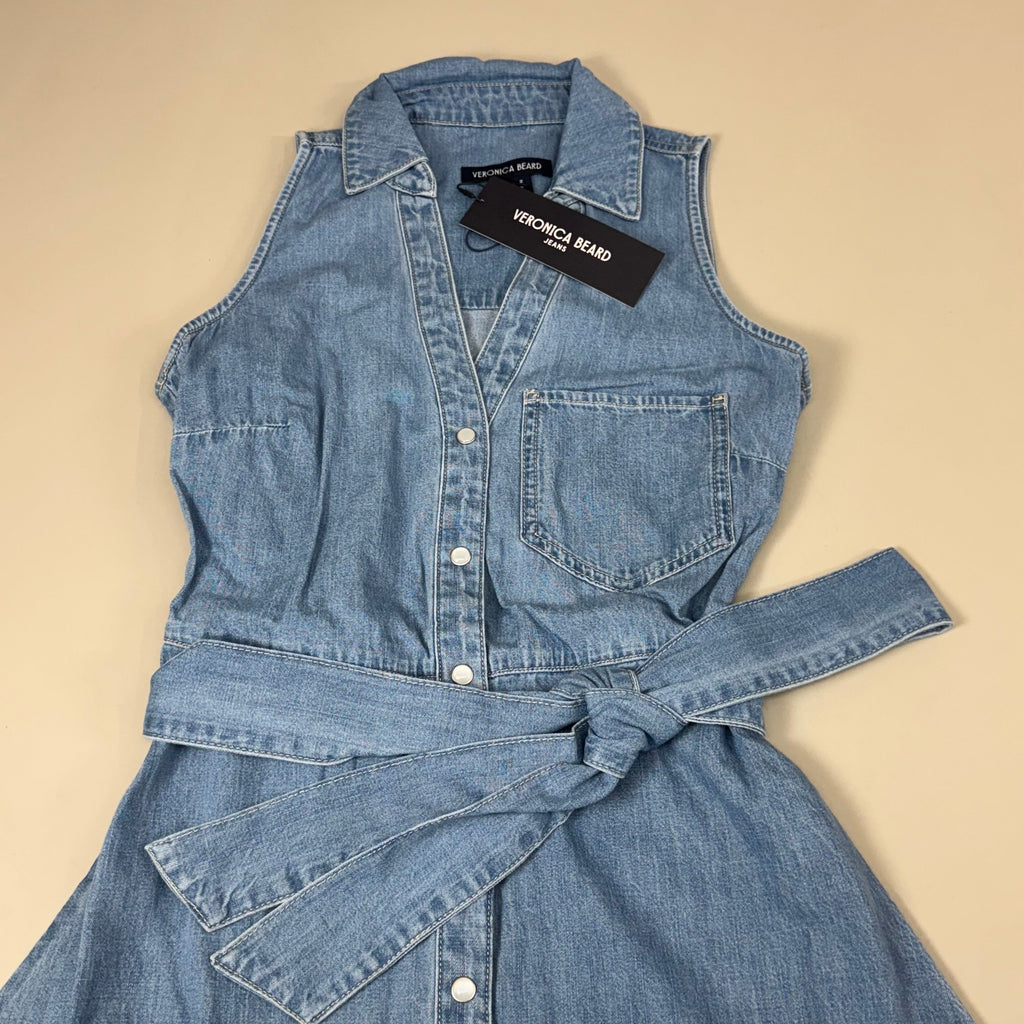 VERONICA BEARD Jeans Edwina Sleeveless Midi Dress Sz-00 Iceberg J24067101287IC