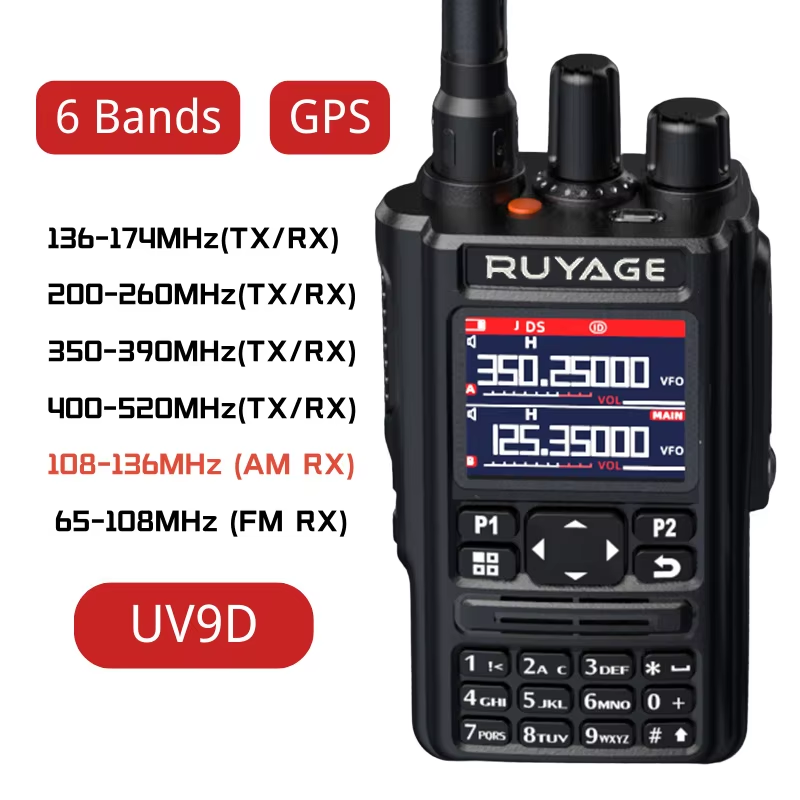 RUYAGE 6 Band Two Way Radio with GPS | Air Band FM Radio Transceiver