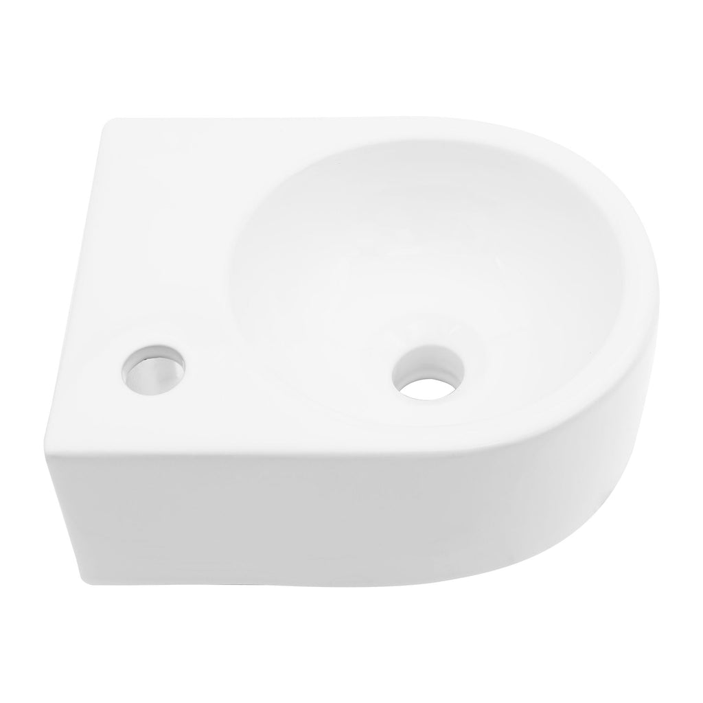 Modern Rectangle Wall Mount Bathroom Sink With Single Faucet Hole - White