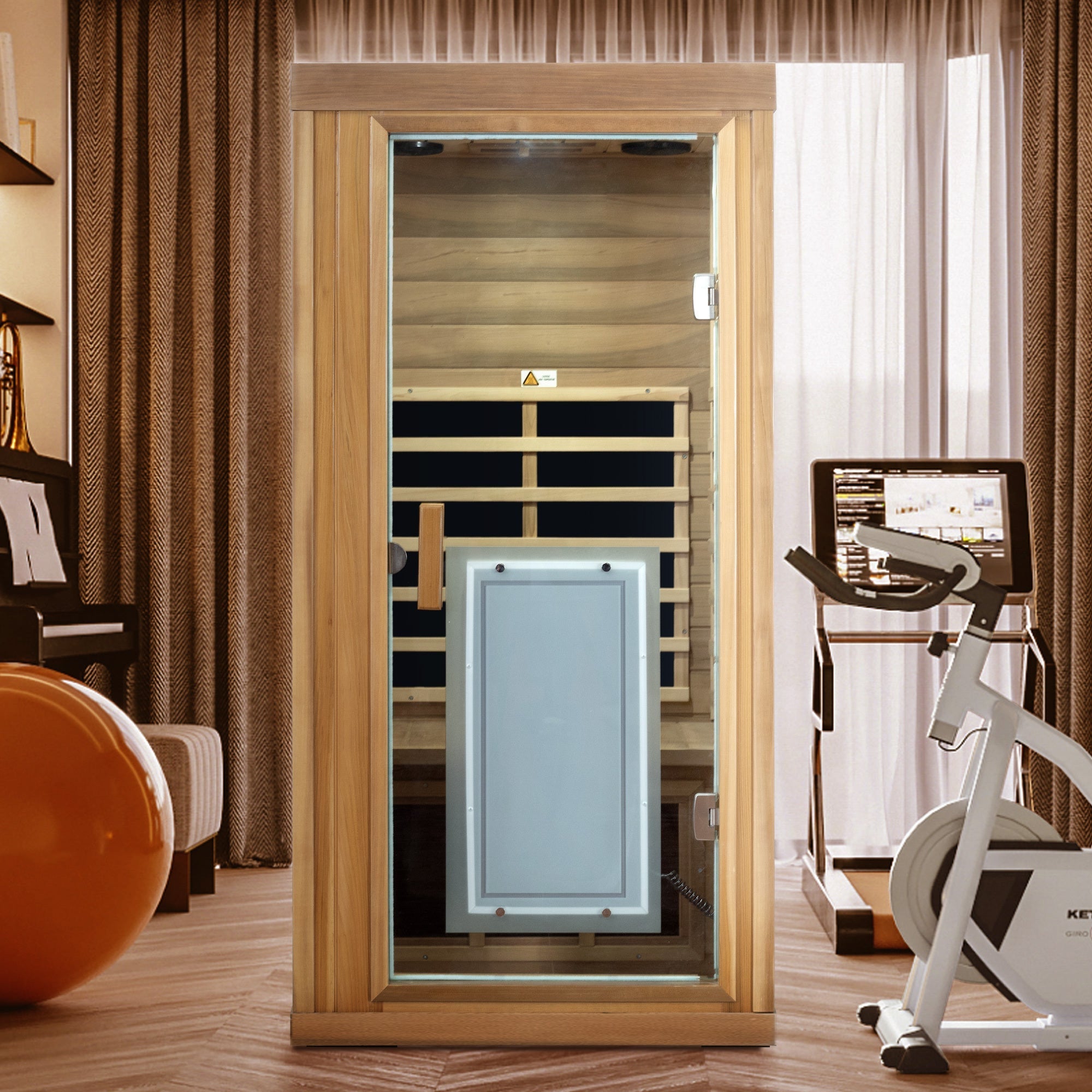 One person Far infrared red cedar standard indoor sauna room (Front & Rear & Left & Right)