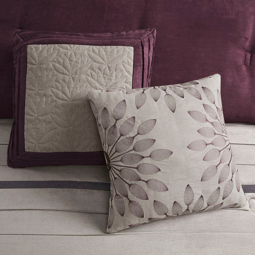7 Piece Purple Faux Suede Comforter Set Full