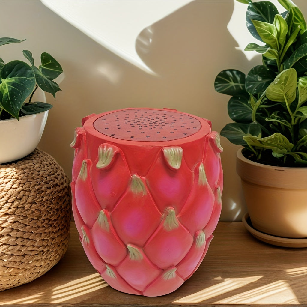 13.4' Oversized Resin Dragon Fruit Stool, Multi-Purpose Side Table & Plant Stand