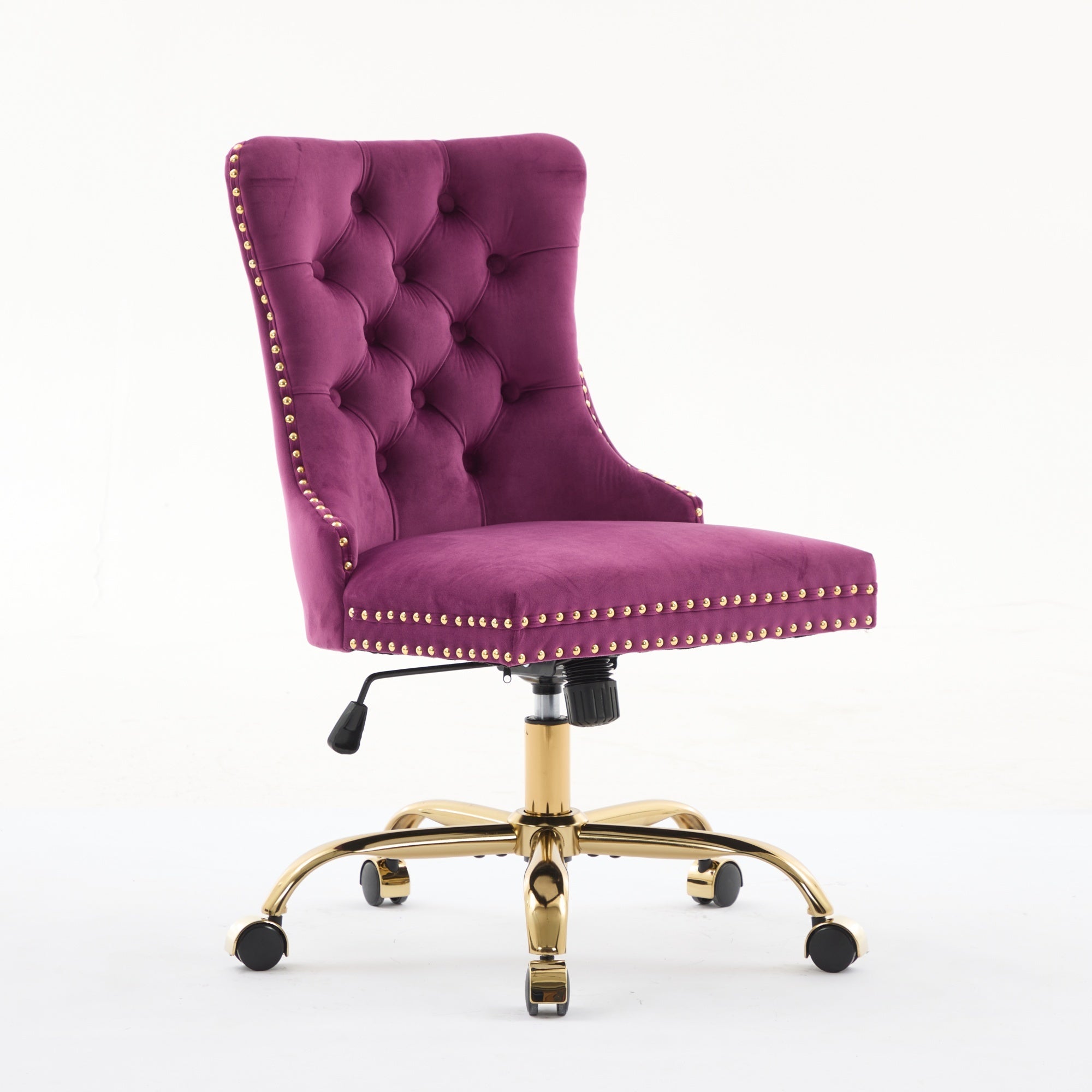 Office Chair Modern Velvet Upholstered Tufted Button (Purple)