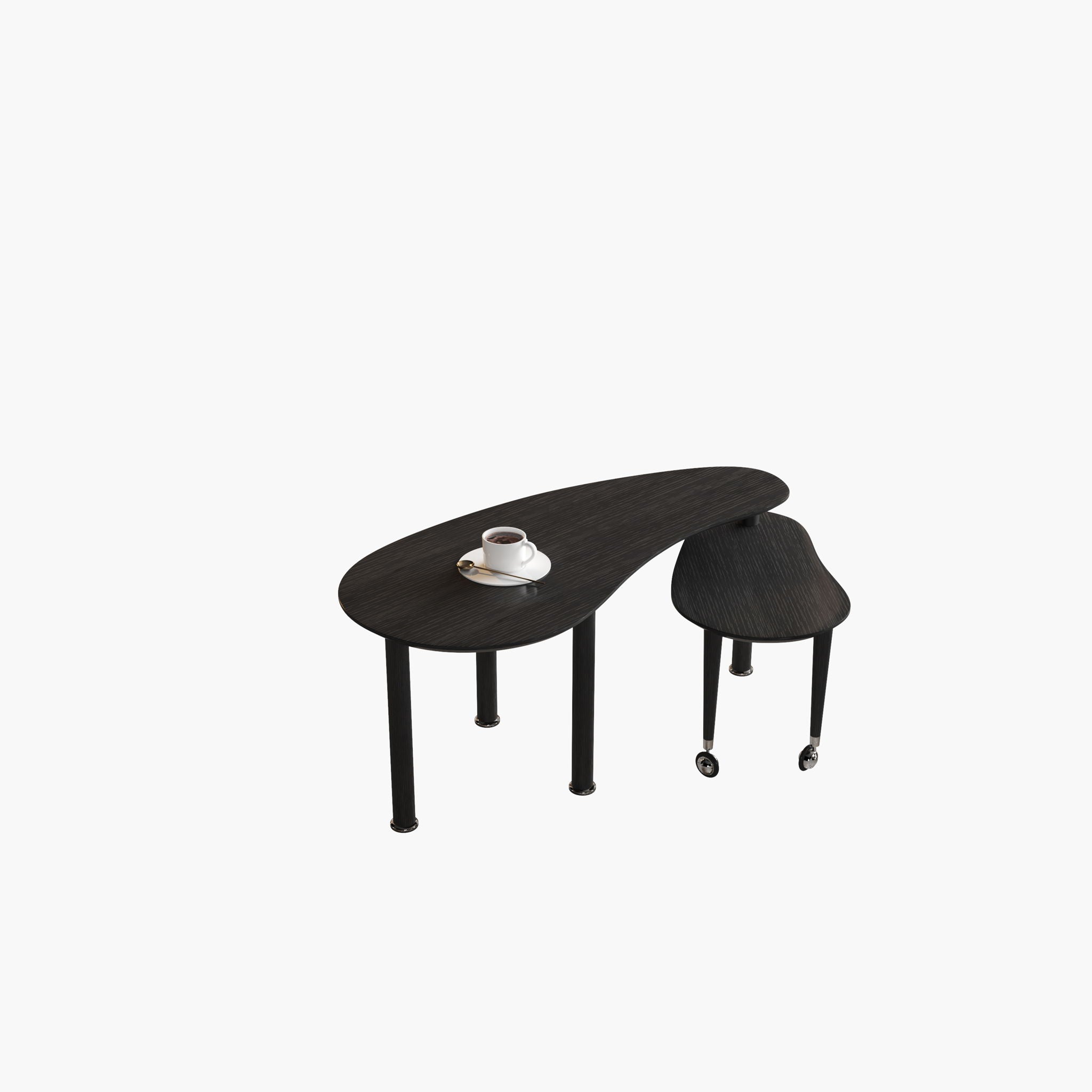 Rotatable Cocktail Table With Solid Legs, 360 Degree Rotating