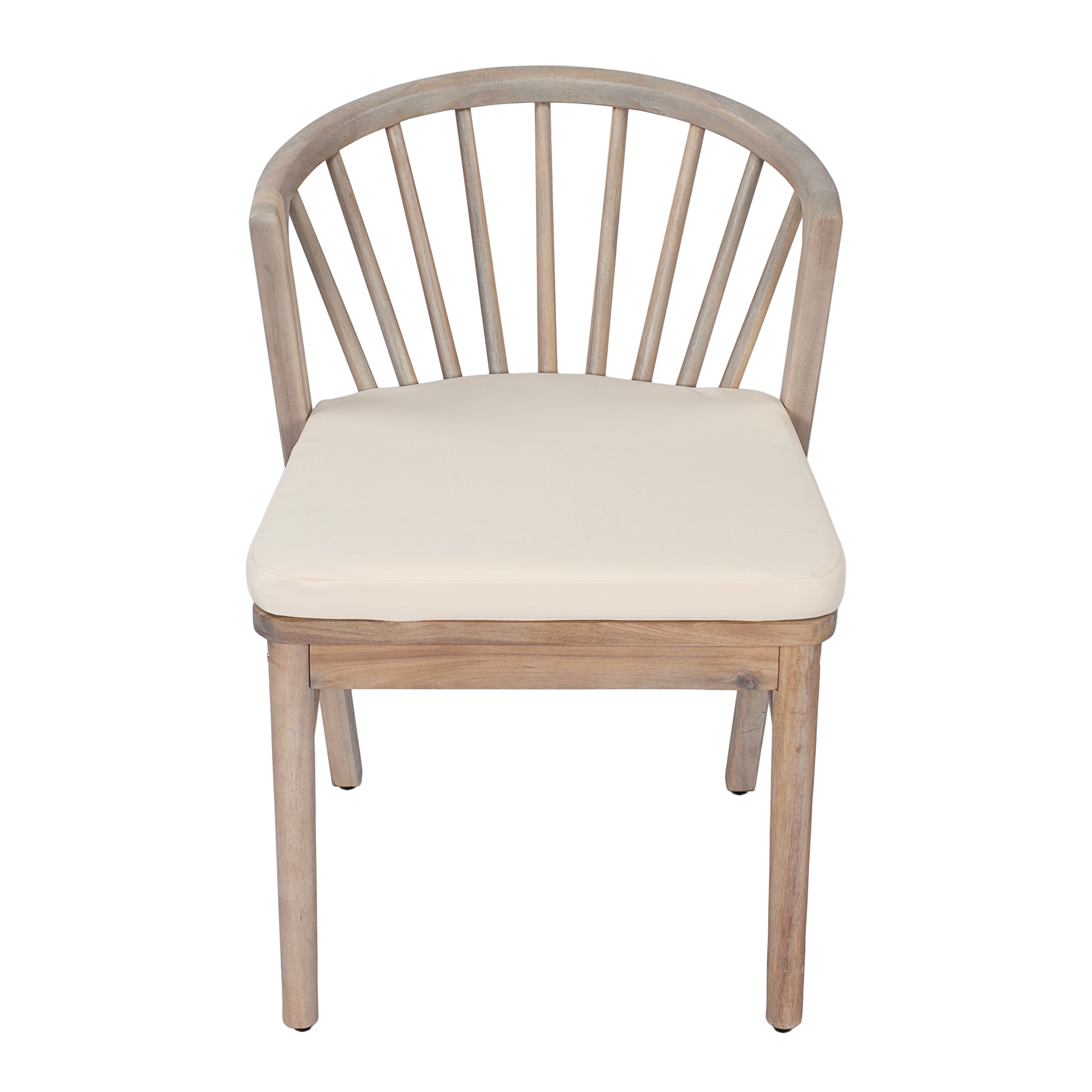 Outdoor Dining Chairs Set of 2 with Acacia Wood and Cream Washable Cushions