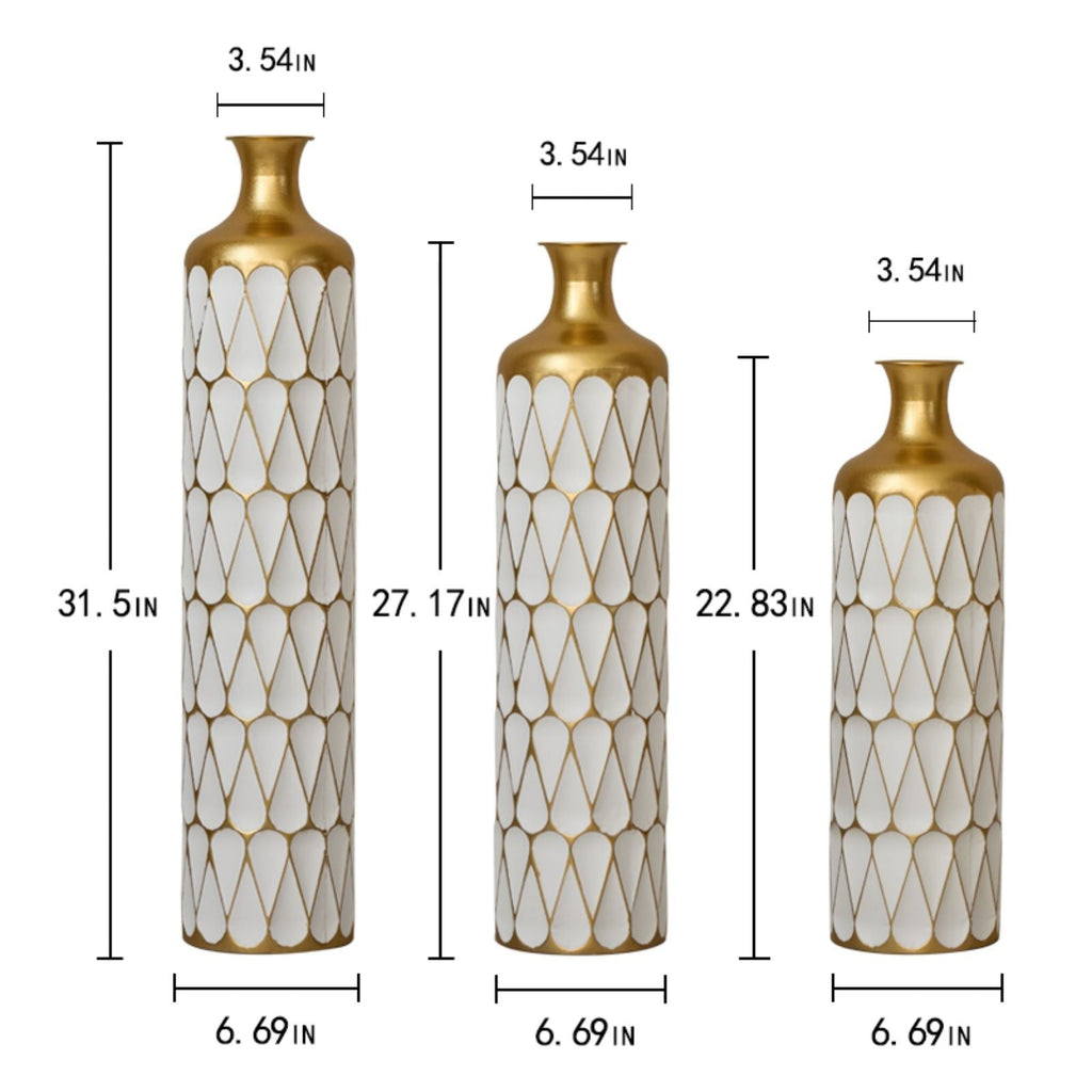 Floor Metal Vase Modern Style Decoration 3-Piece Set