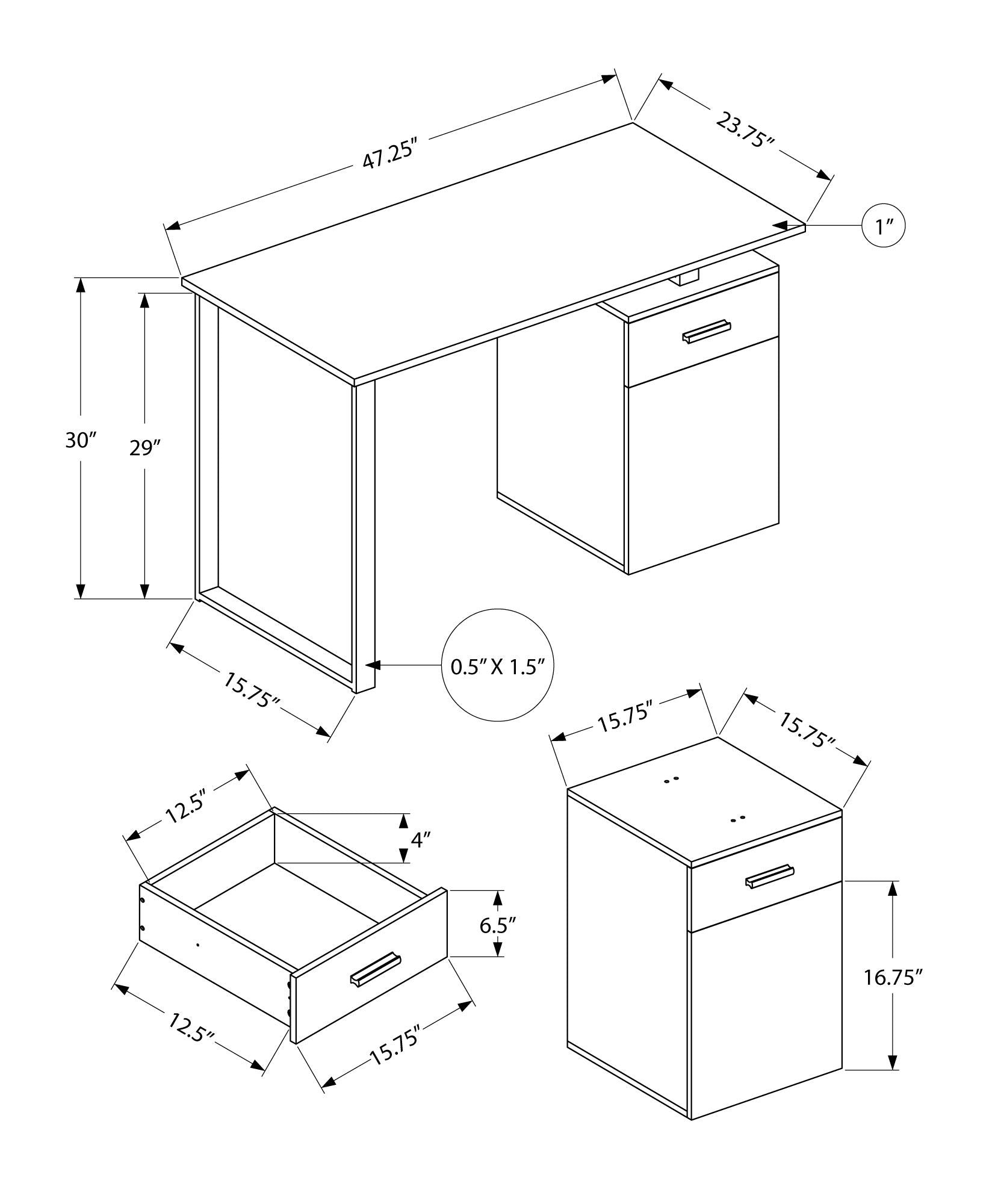 Computer Desk with Storage Drawers for Home Office