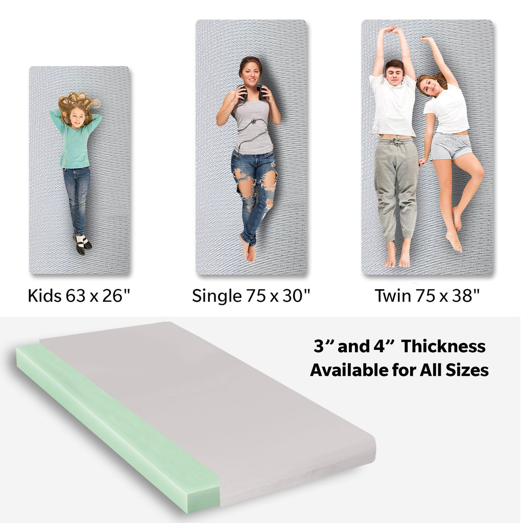 Memory Foam Camping Mattress Foldable, Portable With Water Resistant Cover - Gray