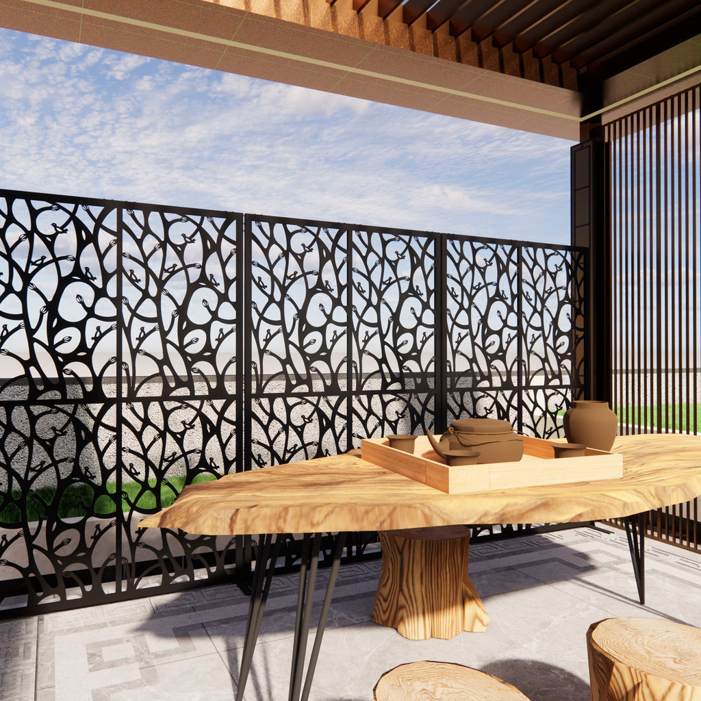 Metal Privacy Screen 3.8 Ft W x 6 Ft H Indoor Outdoor Divider