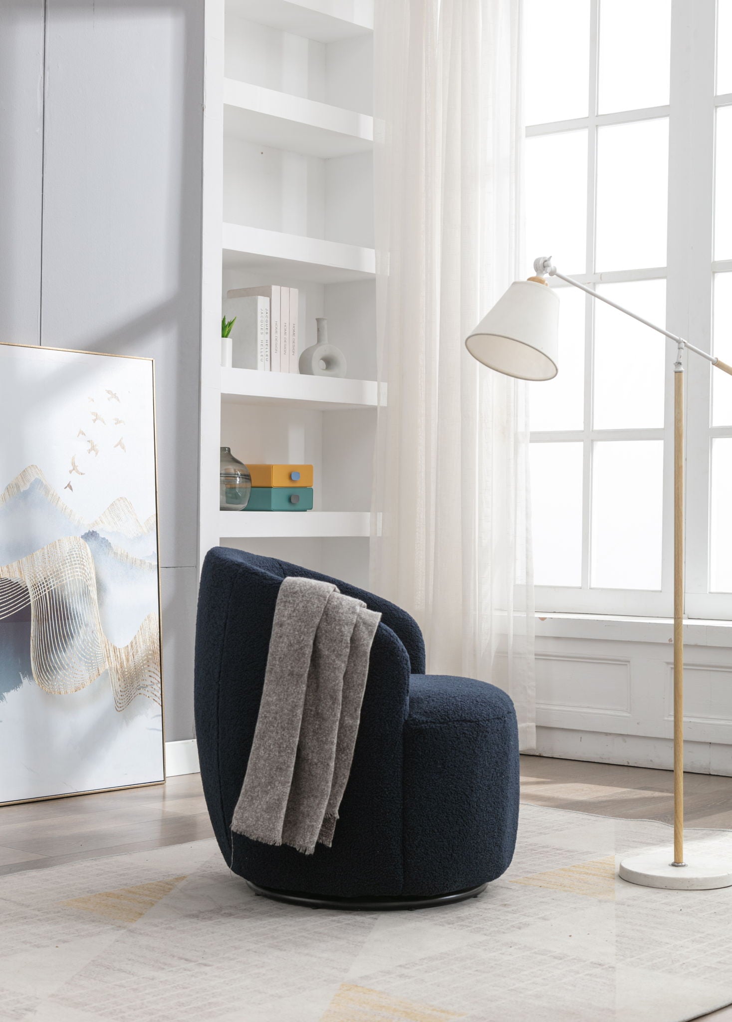 Teddy Fabric Swivel Accent Armchair Barrel Chair