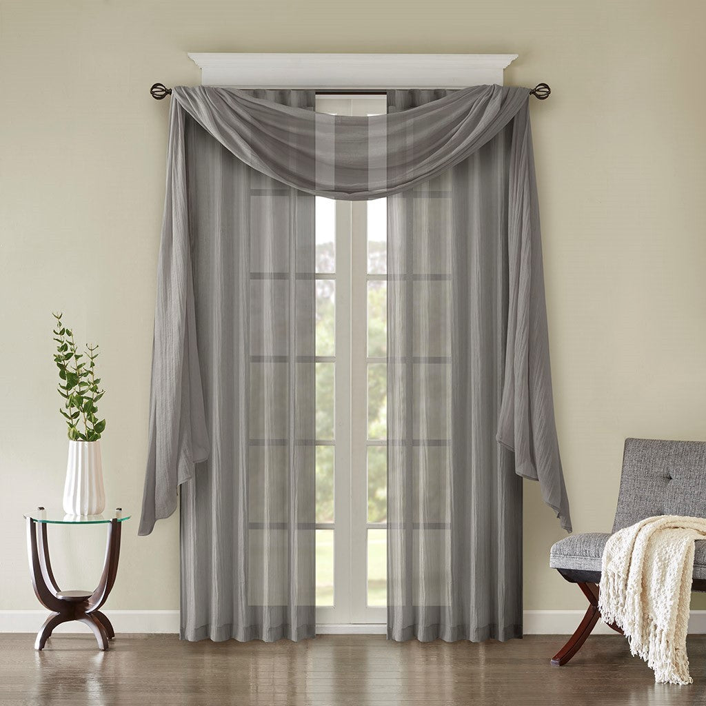 Solid Crushed Curtain Panel Pair (2 Pcs) - Grey