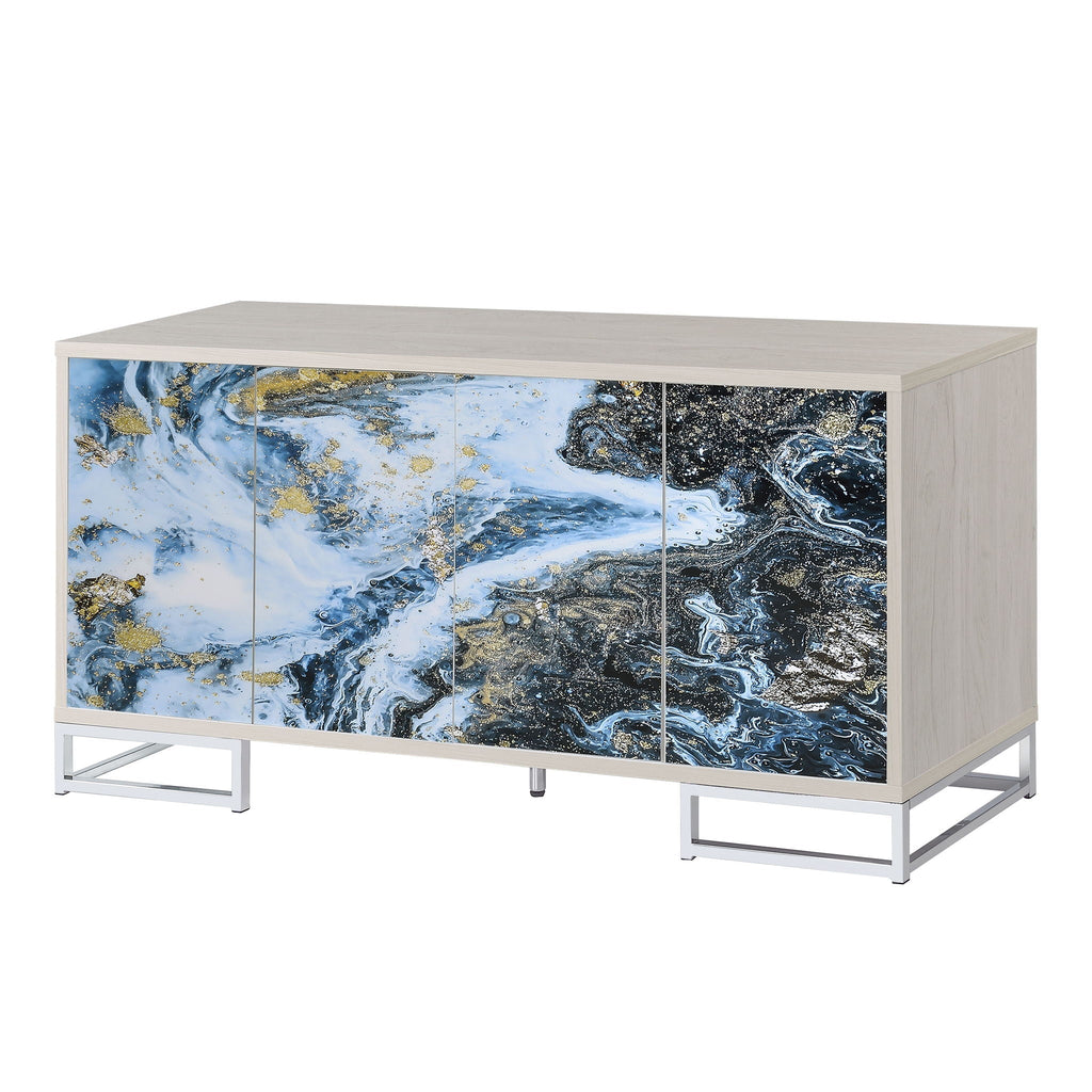Liam Marble Paint Console Cabinet - Multi
