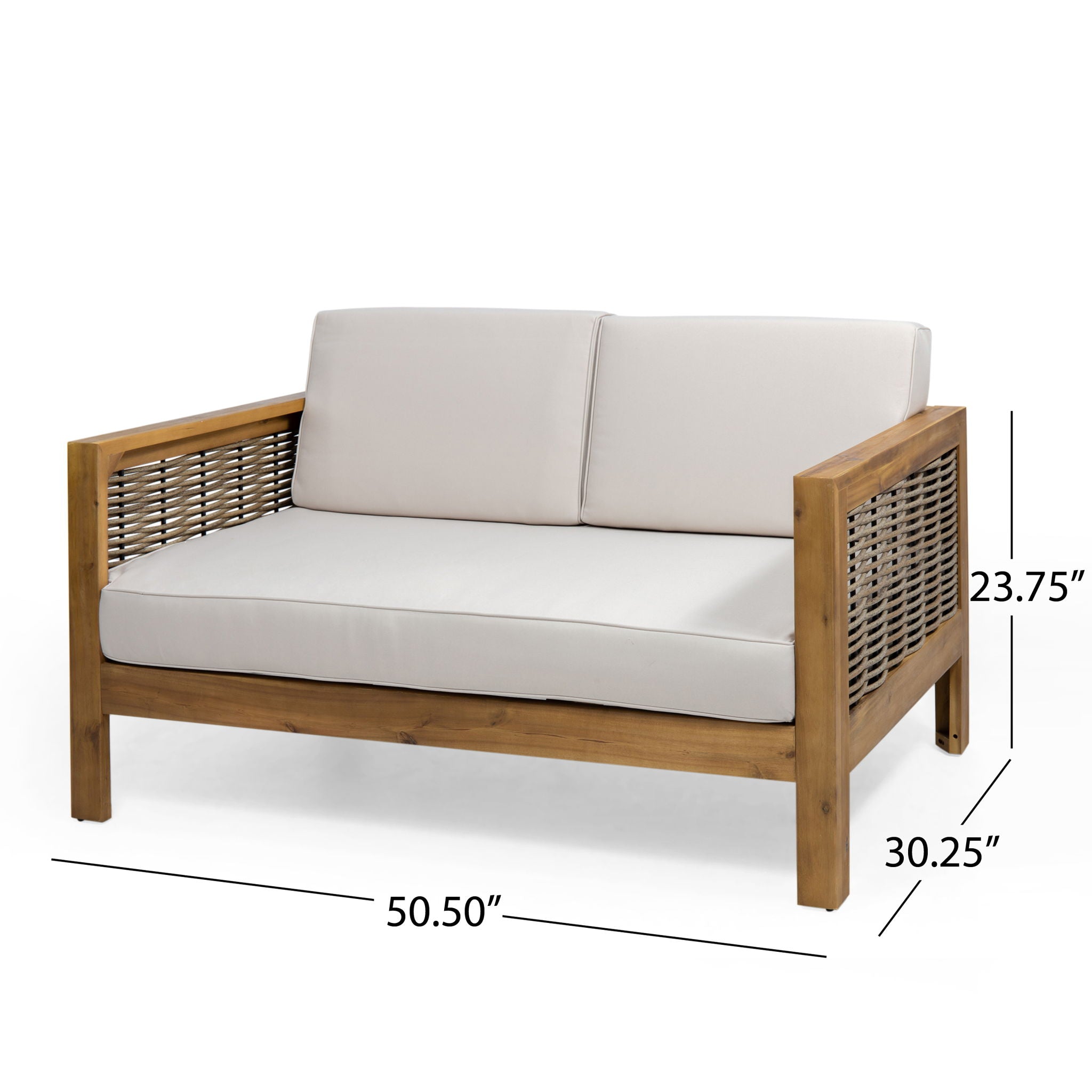 Outdoor Patio Set with Coffee Table and Loveseat - Teak Beige