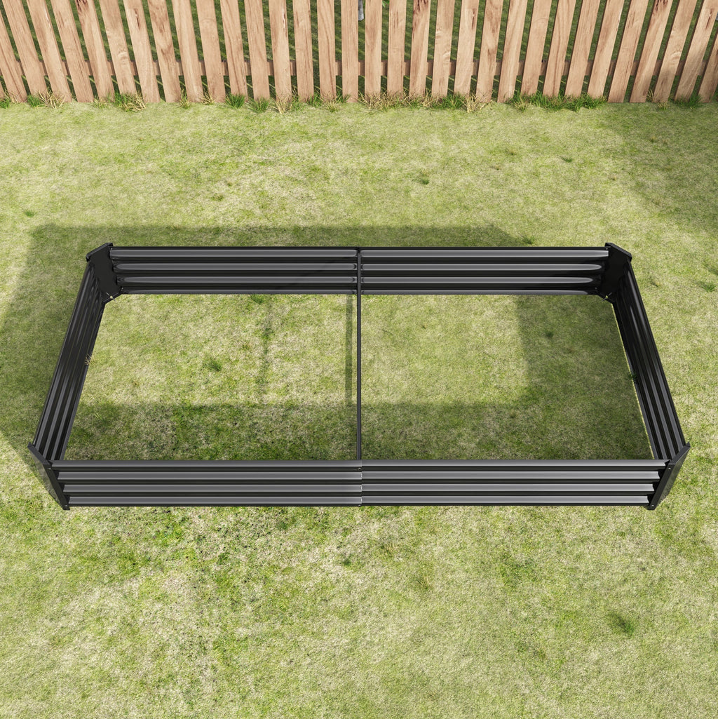 Raised Garden Bed Kit - Metal 7.6x3.7x0.98 ft Black