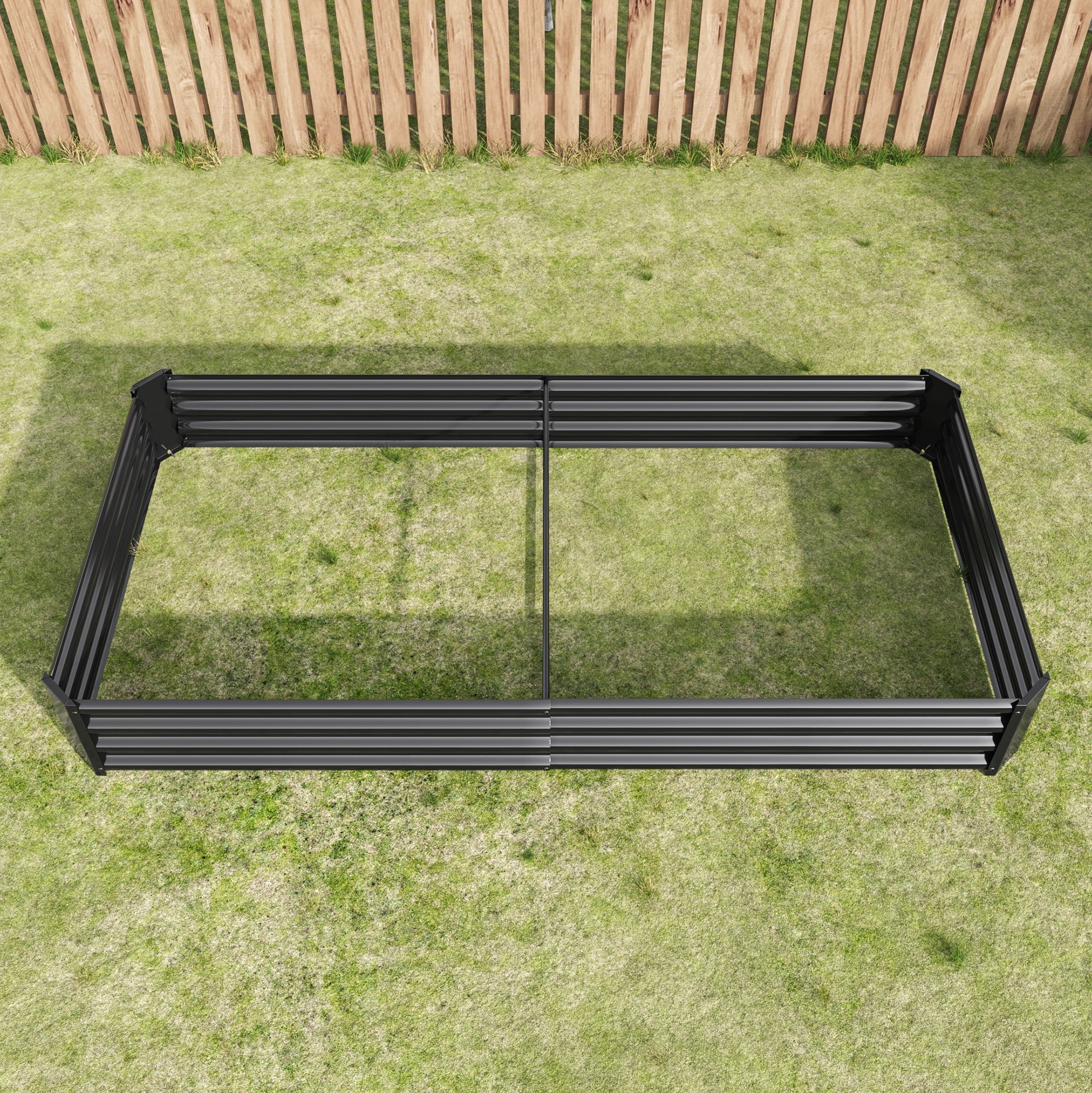 Raised Garden Bed Kit - Metal 7.6x3.7x0.98 ft Black