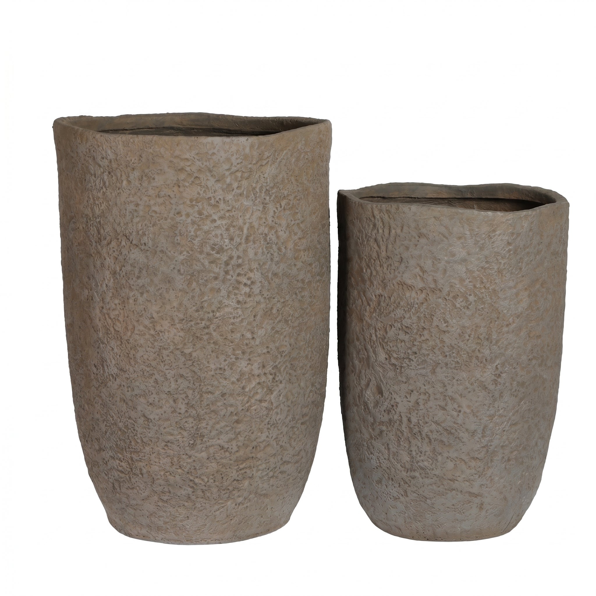 Round Concrete Planter Set of 2, Large Indoor & Outdoor Planter Pots