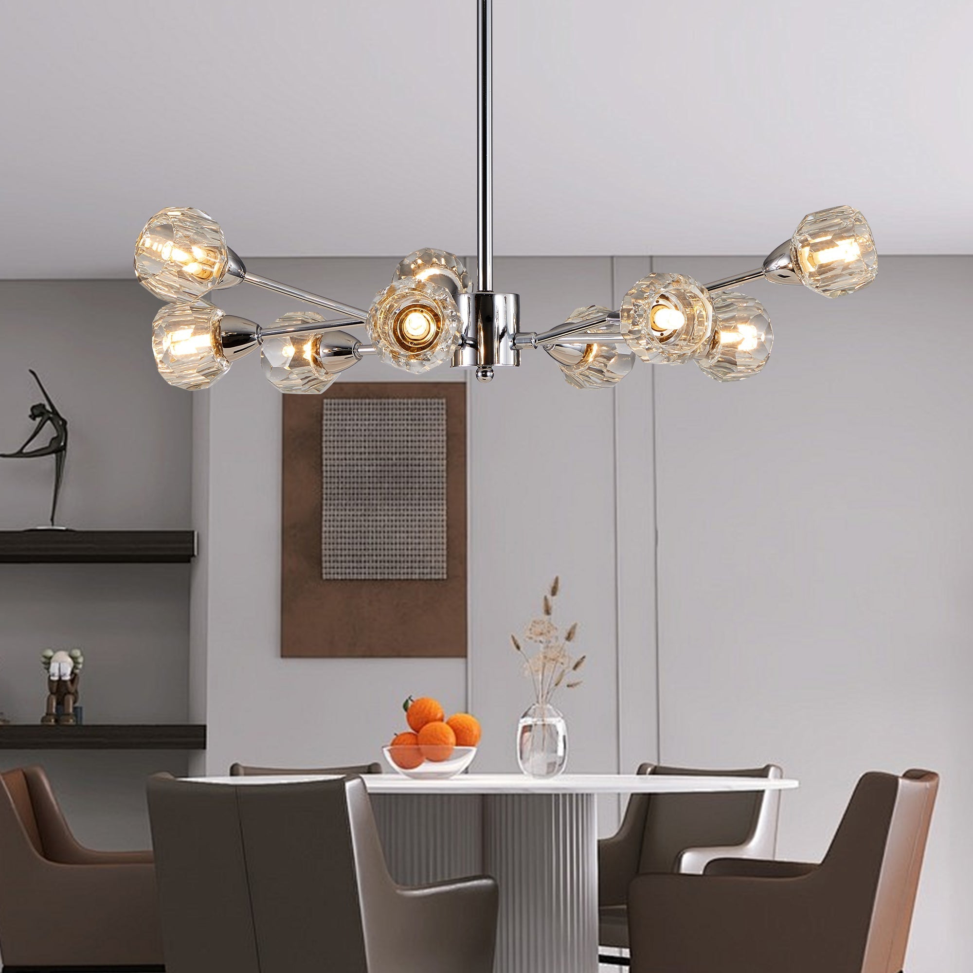 28" Modern Crystal Chandelier With 9 Lights