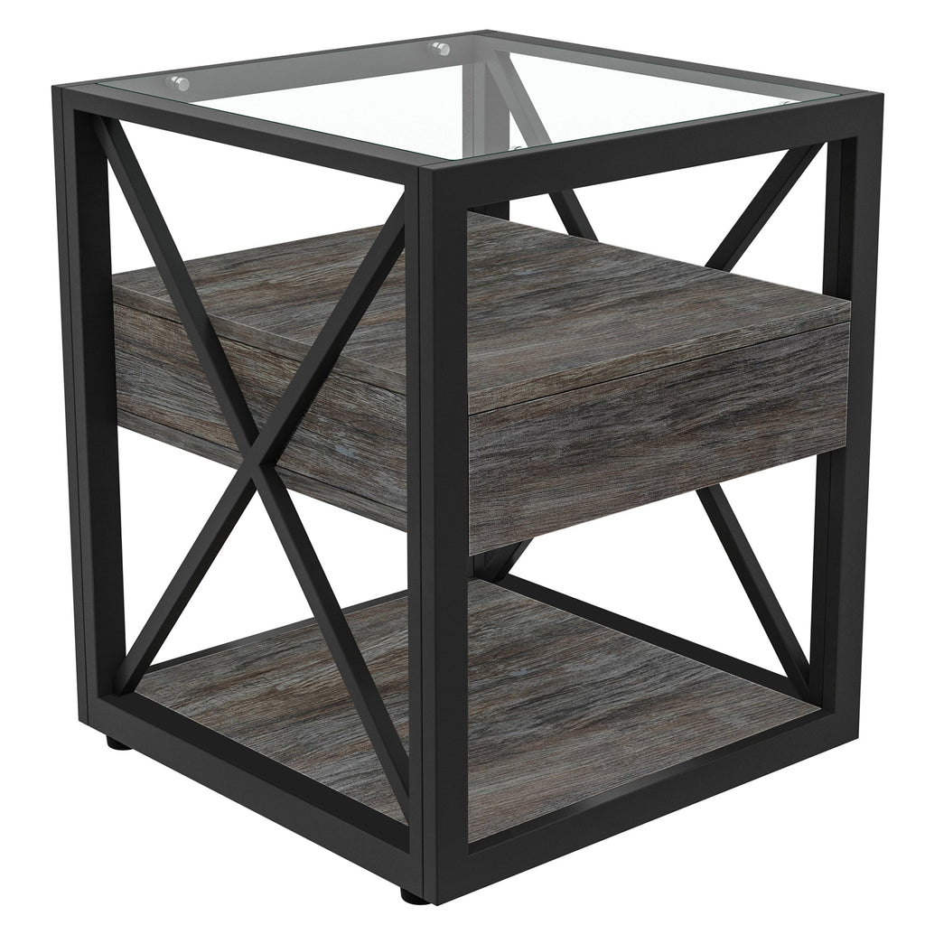 Set of 2 Modern End Tables with Drawer - Nightstands