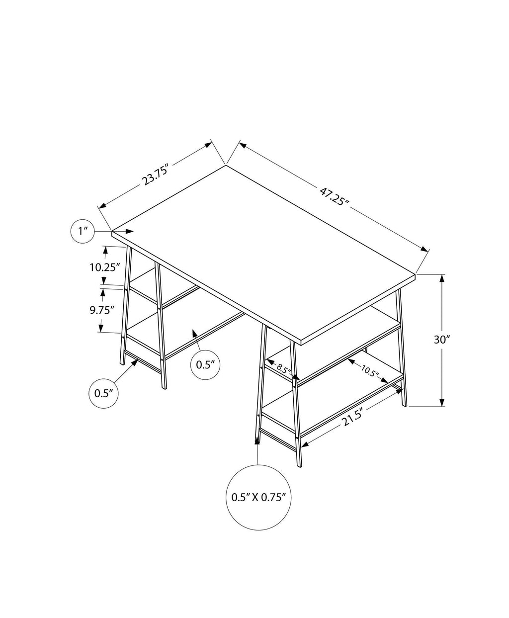Computer Desk for Home Office with Storage Shelves