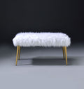 Bagley II Faux Fur Bench - White / Gold