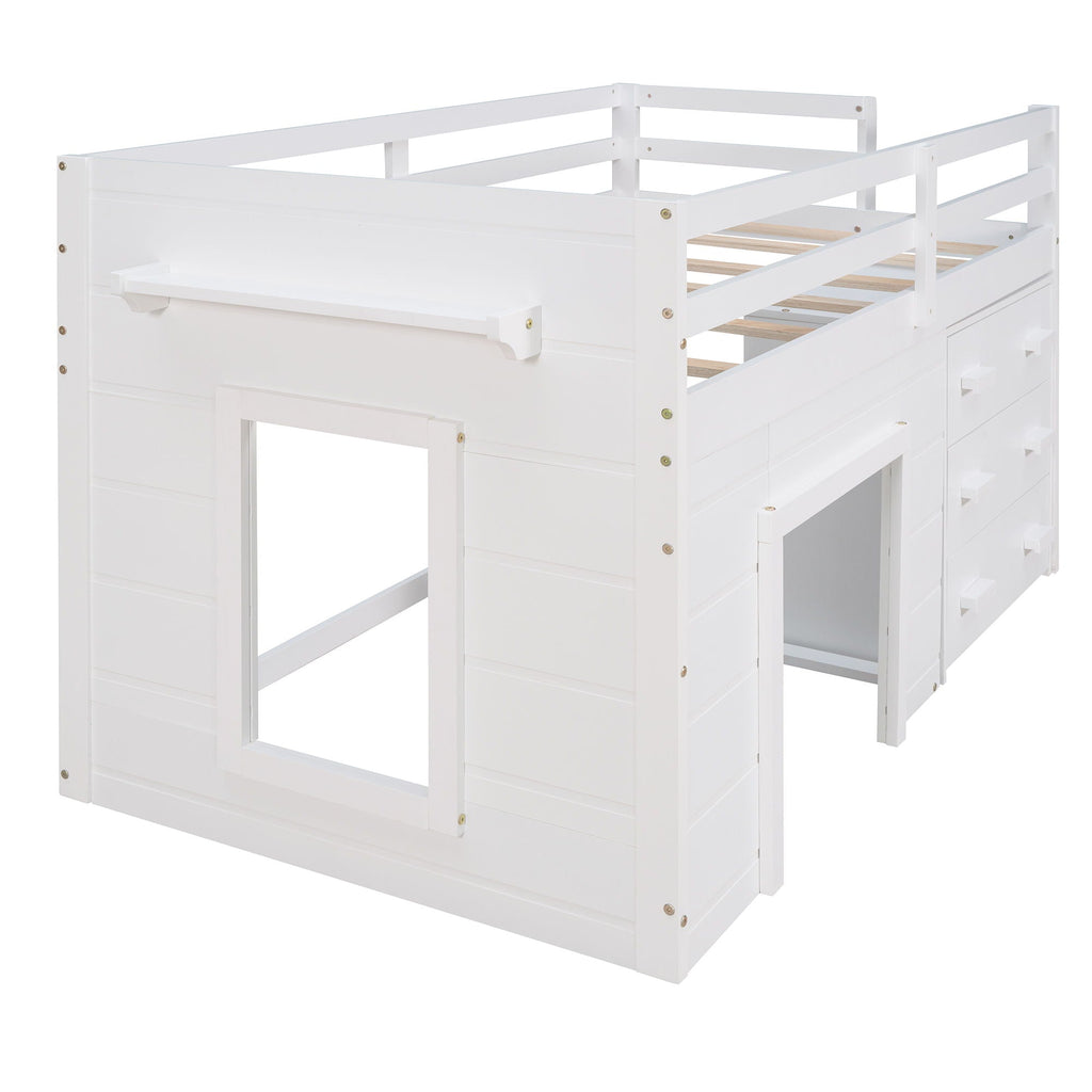 Loft Bed With Cabinet And Shelf