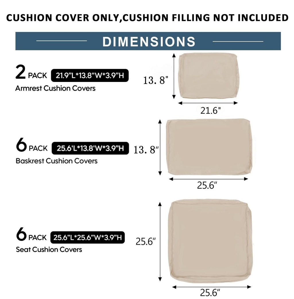 Cushion Covers for 7-Piece (6-Seaters) Wicker Rattan Sectional Sofa - Navy Blue