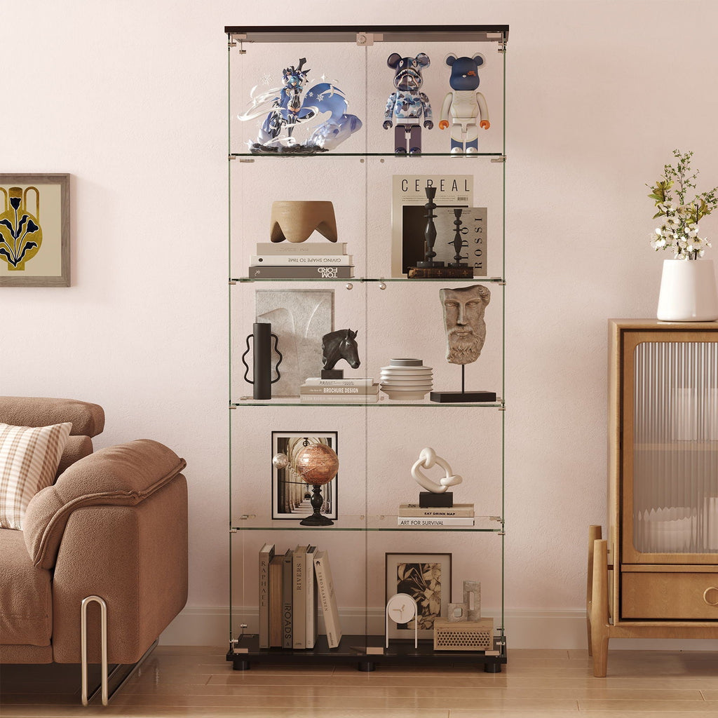 Display Cabinet With Shelf Double Doors And Lock
