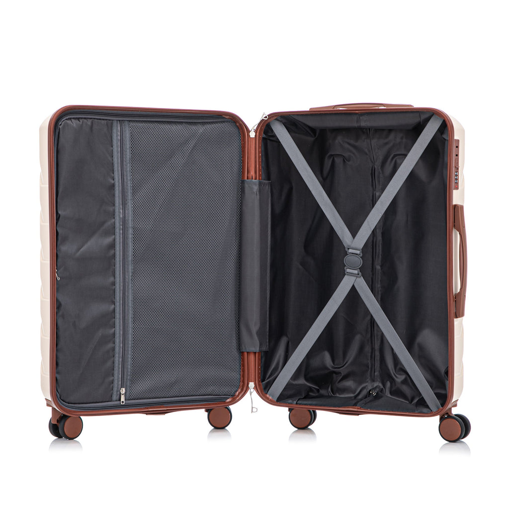 3-Piece ABS Spinner Wheel Luggage Set 20"/24"/28" Beige
