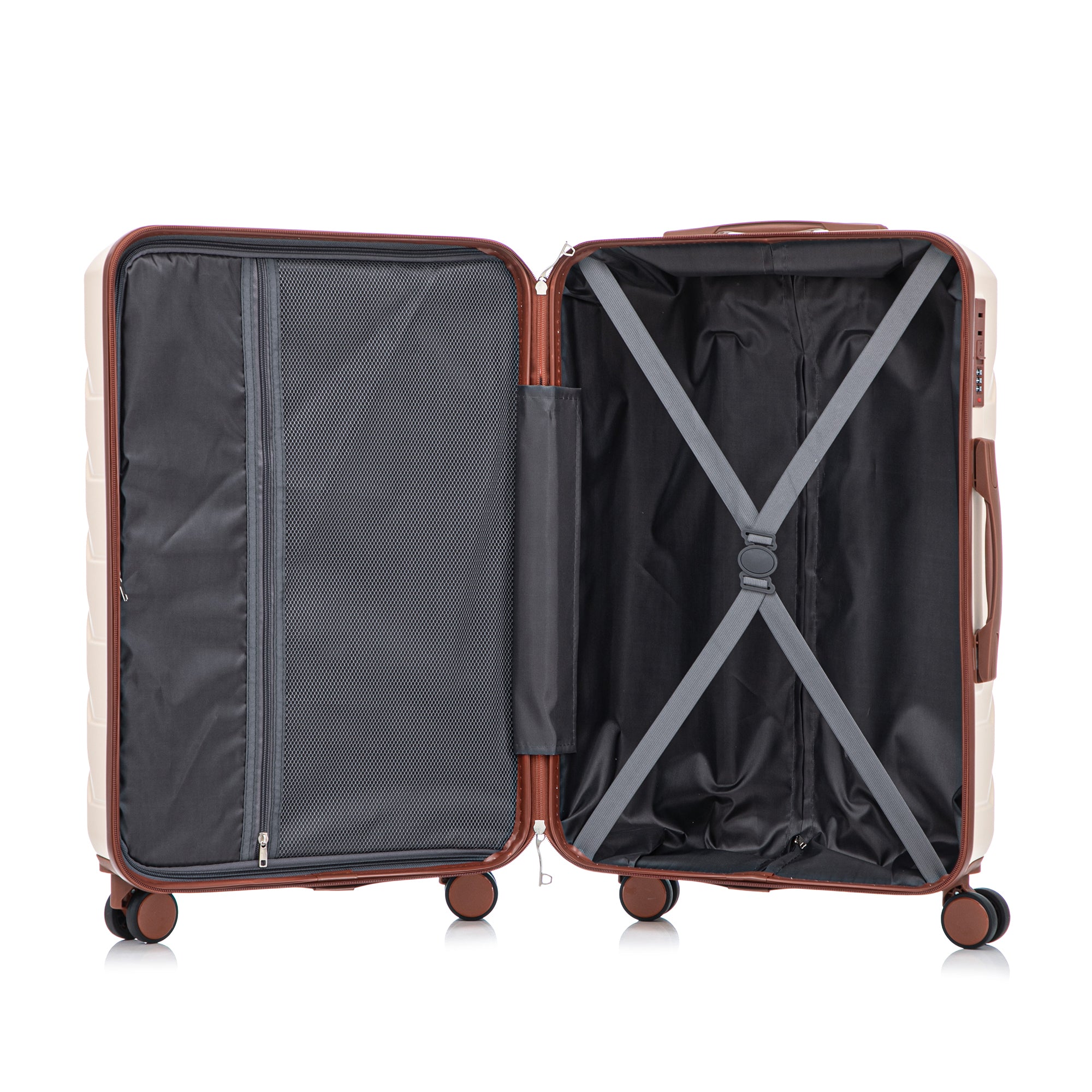 3-Piece ABS Spinner Wheel Luggage Set 20"/24"/28" Beige