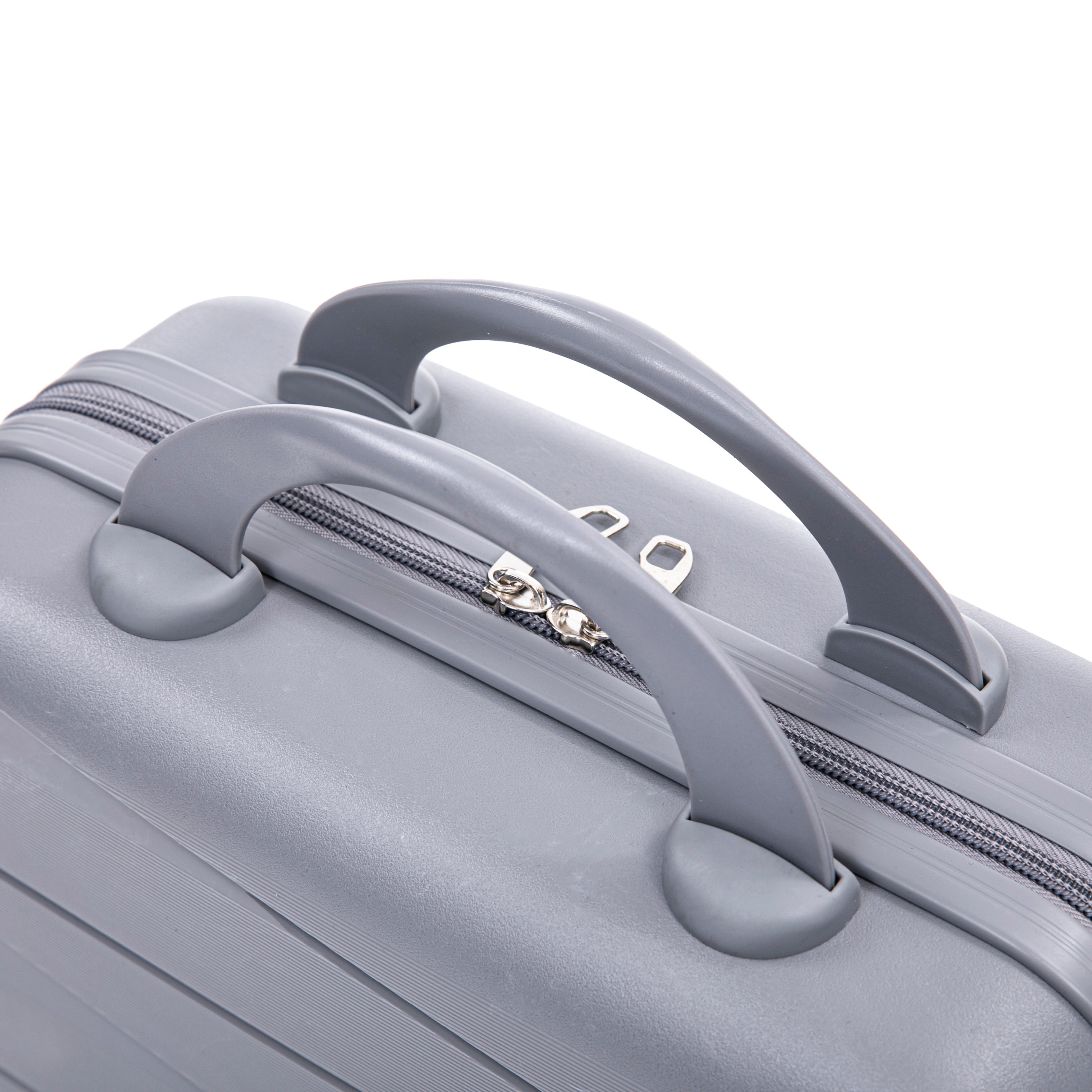 4-Piece PP Spinner Wheel Luggage Set with Cosmetic Case, Light Gray