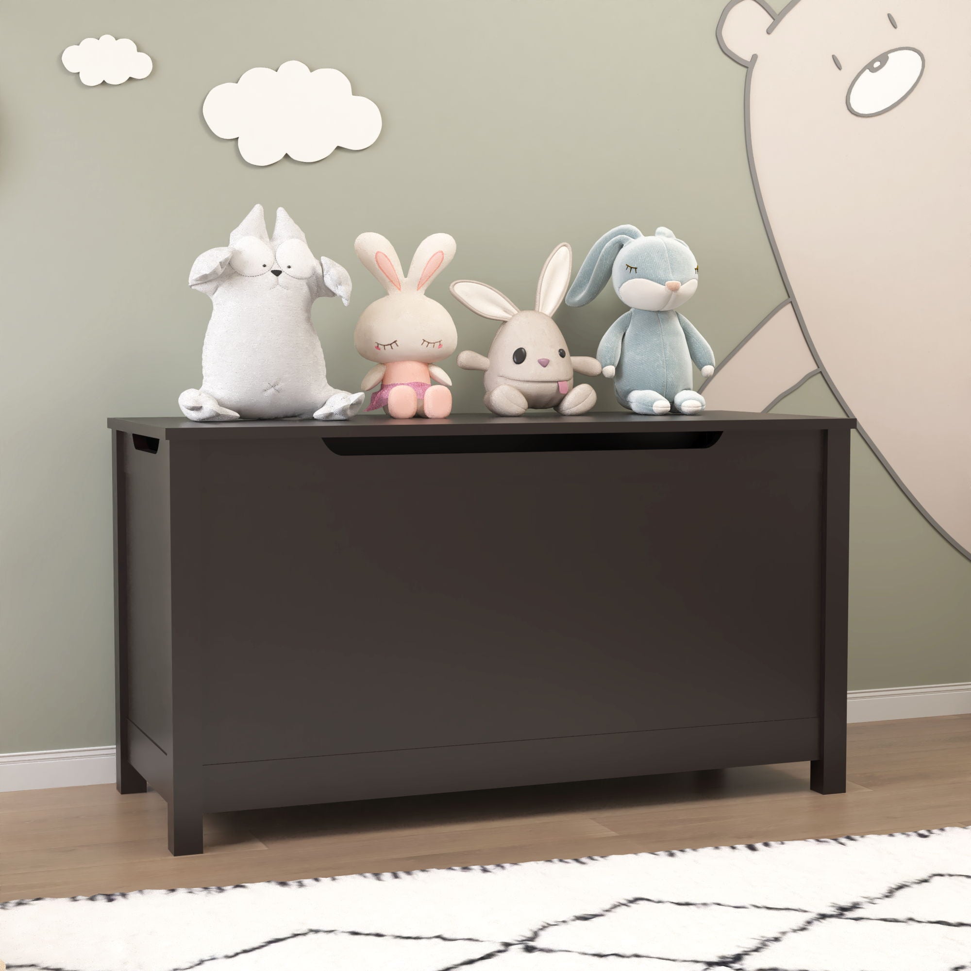 Toy Box Storage With Safety Hinged Lid