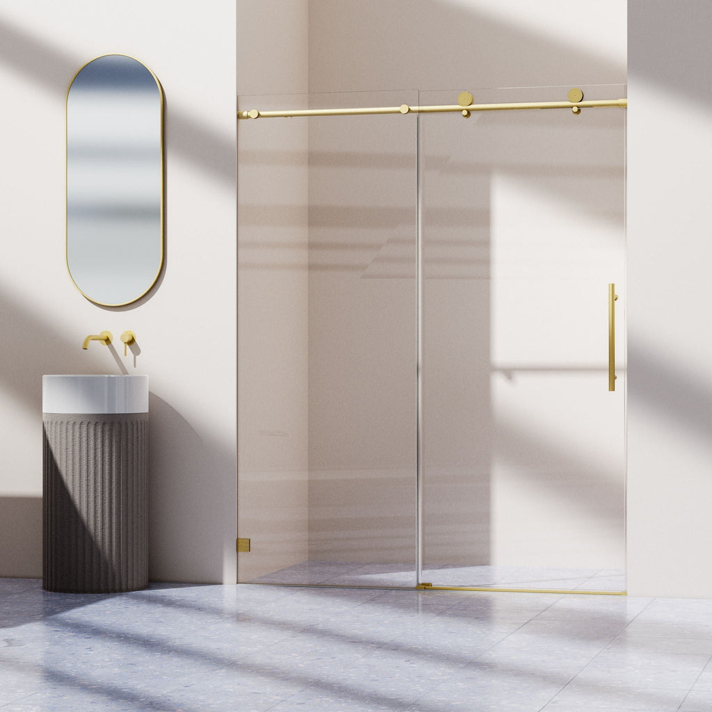 Frameless, Single Sliding Soft Close Shower Doors, 5/16" Sgcc Tempered Glass